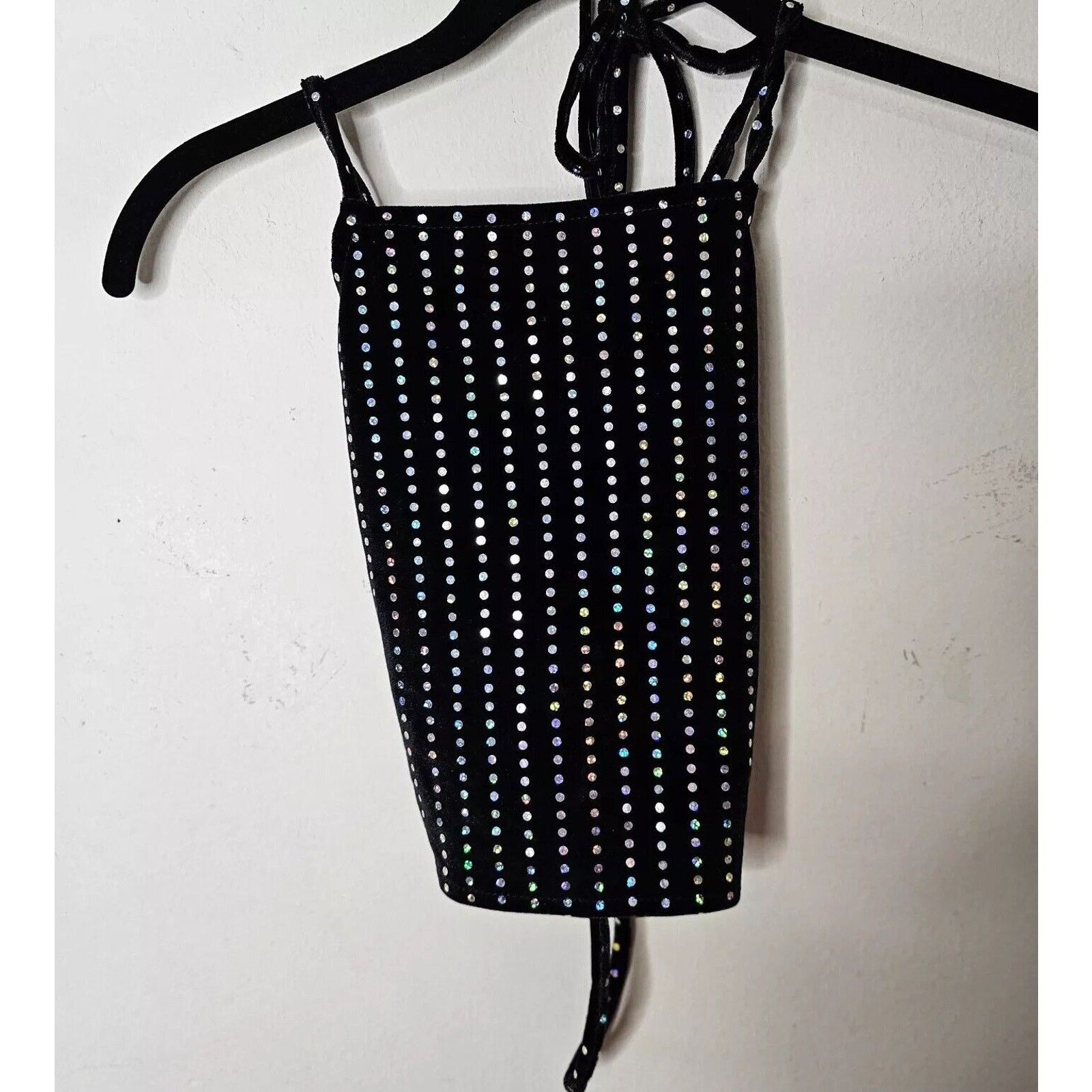 Other NWT Subdued Black Velour Silver Metallic Polka Dot Crop Top Size XS / US 0-2 / IT 36-38 - 1 Thumbnail
