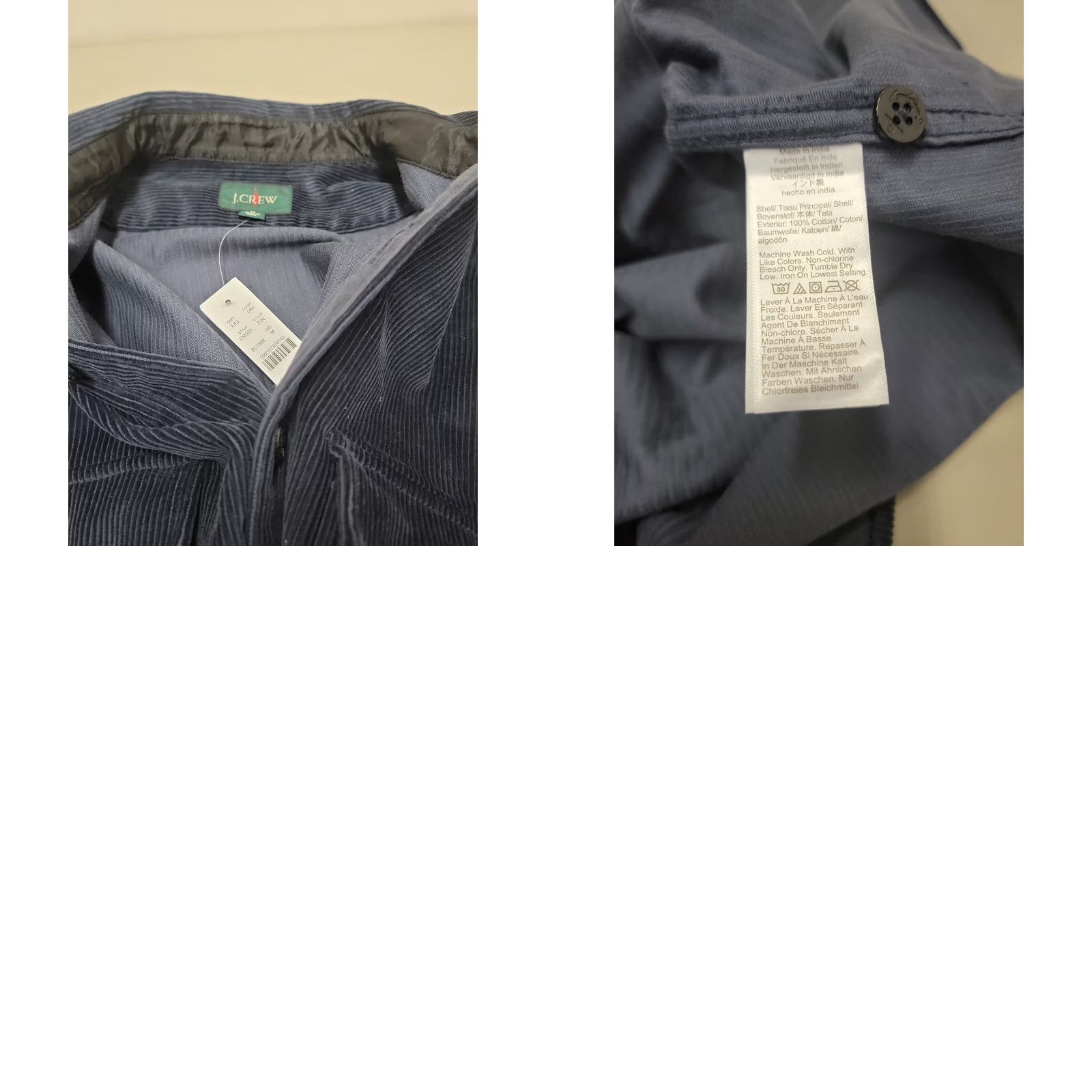 J.Crew NWT J.Crew Cpo Workshirt Corduroy Button Long Sleeve Cotton Navy Blue Medium Shirt Mens Size US M / EU 48-50 / 2 - 8 Thumbnail