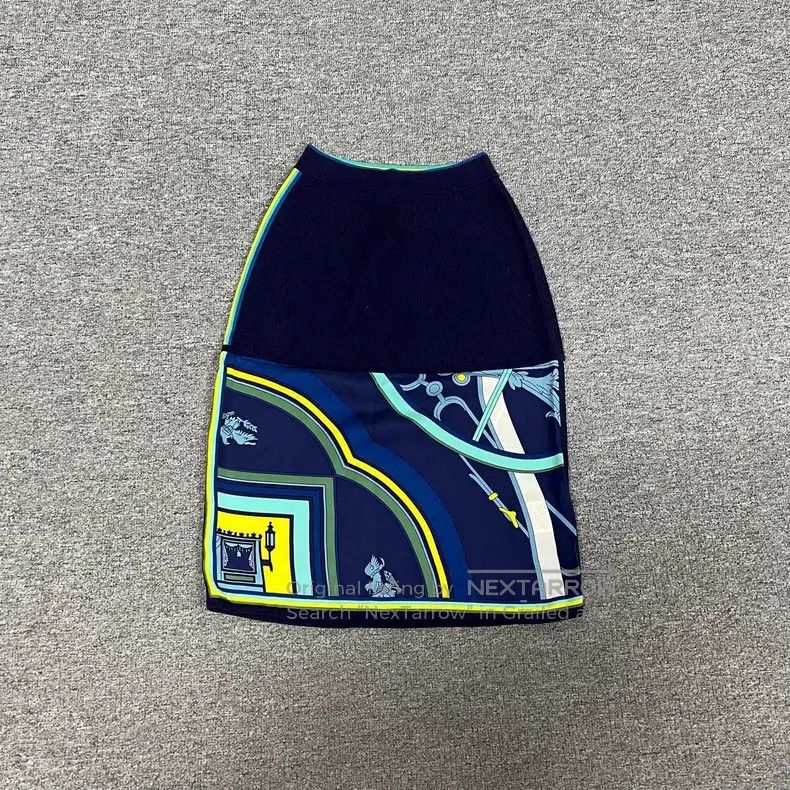 Hermes Hermes Silk and knit combination skirt Size 42" / US 20 - 1 Thumbnail