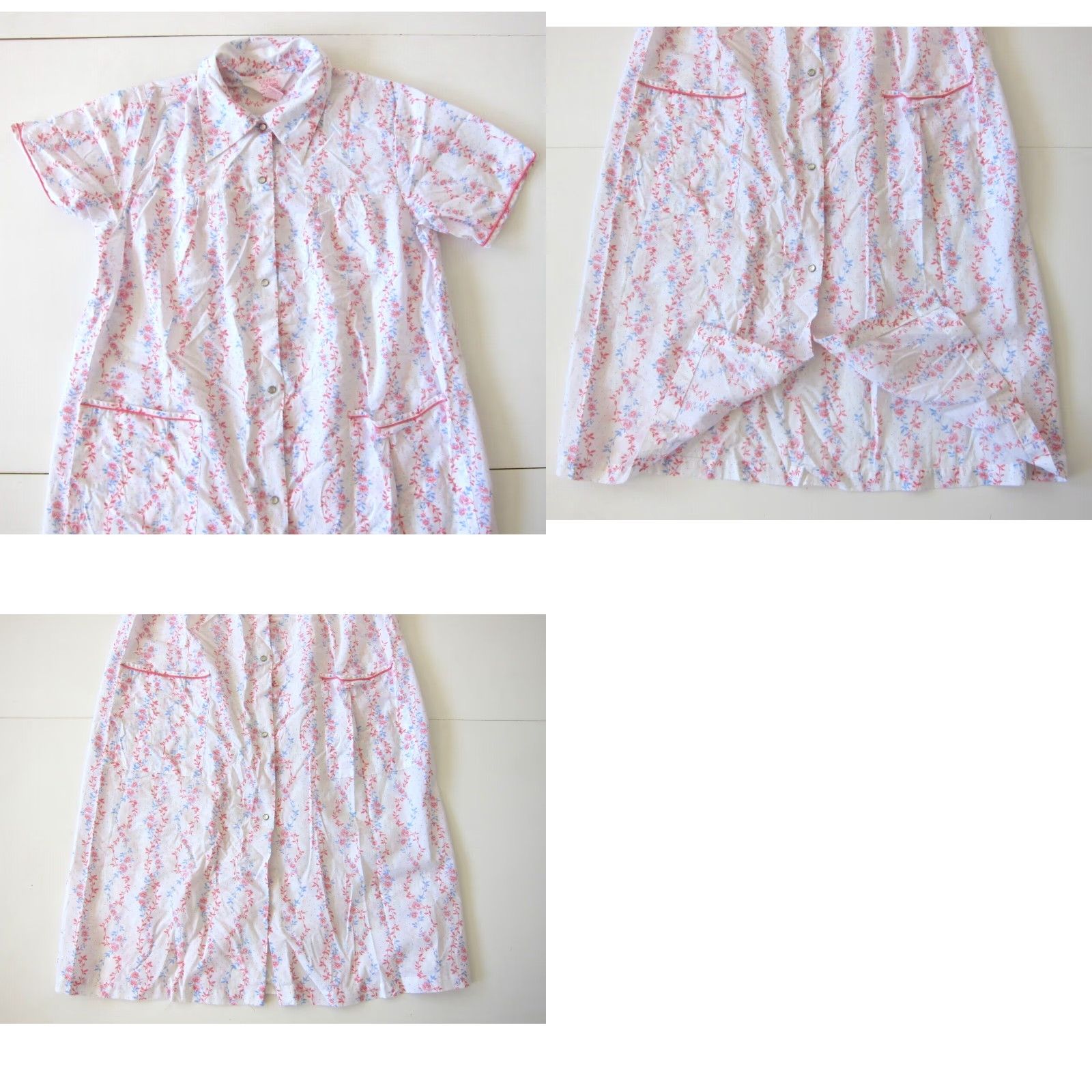 Pinko VINTAGE Coffee Casual Cotton Pink Floral Button Down Pocket Maxi House Dress M Size M / US 6-8 / IT 42-44 - 8 Thumbnail