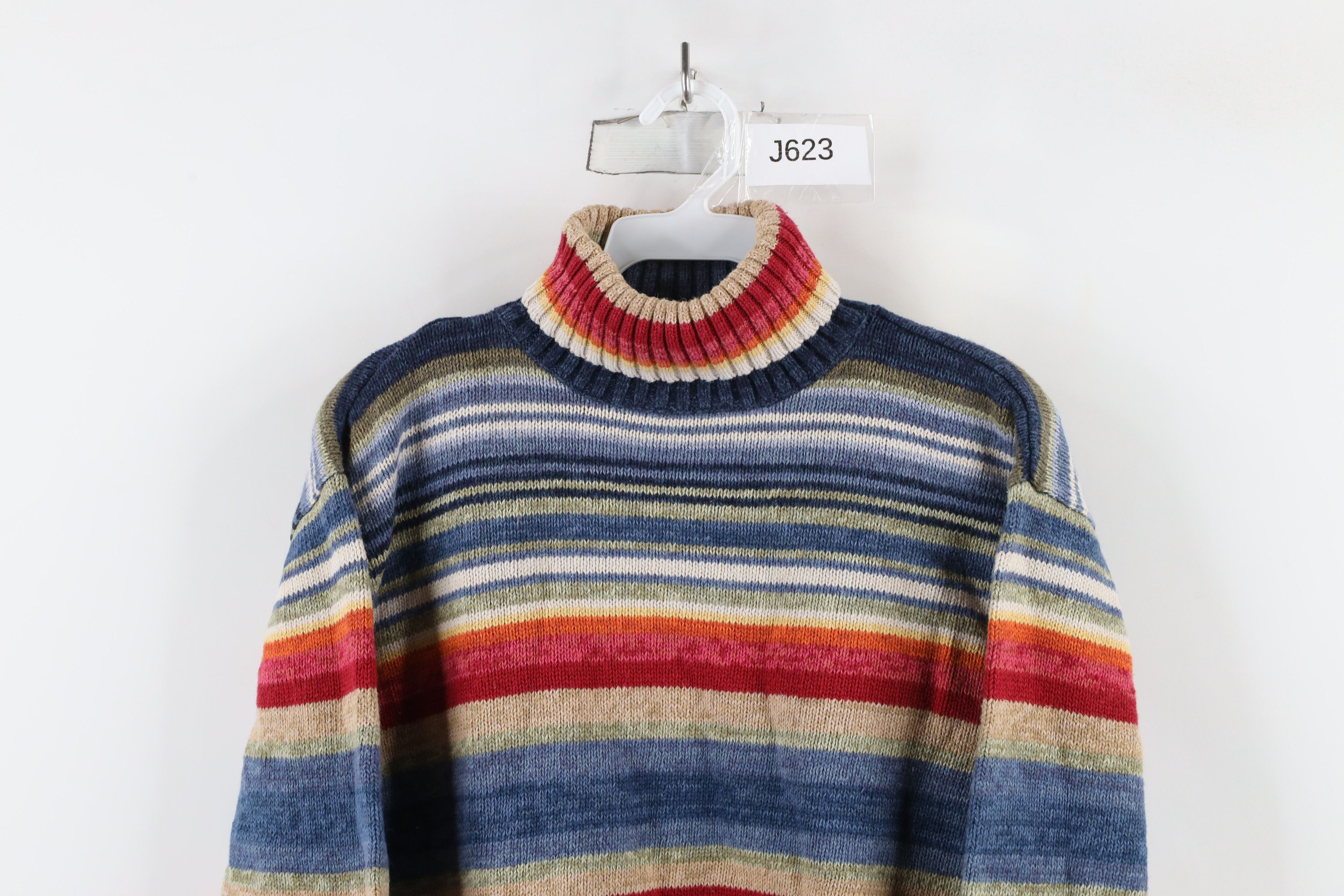Vintage Vintage Y2K 2003 Streetwear Striped Knit Turtleneck Sweater Size L / US 10 / IT 46 - 2 Thumbnail