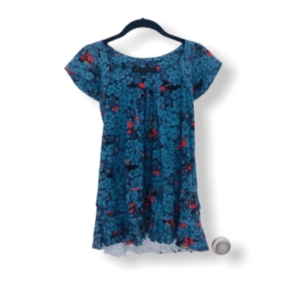 Marc by Marc Jacobs Marc by Marc Jacobs Blue Floral Ruffle Tiered Blouse Short S Size XS / US 0-2 / IT 36-38 - 1 Thumbnail