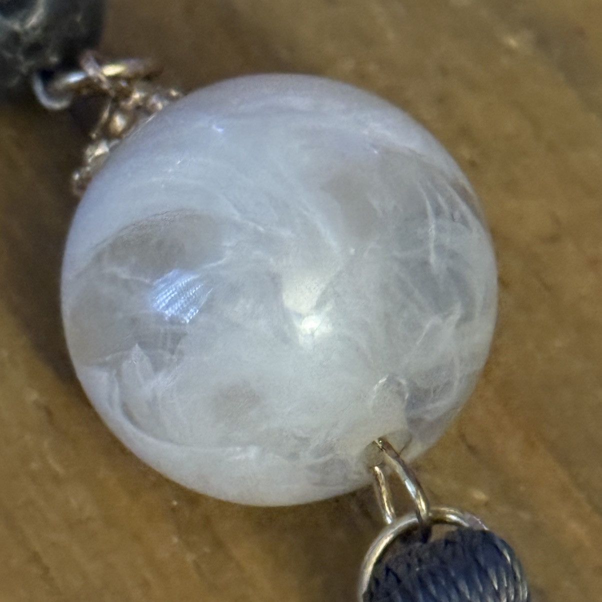 Other Long gold lava bead marble stone & tassel pendant necklace Size ONE SIZE - 5 Thumbnail