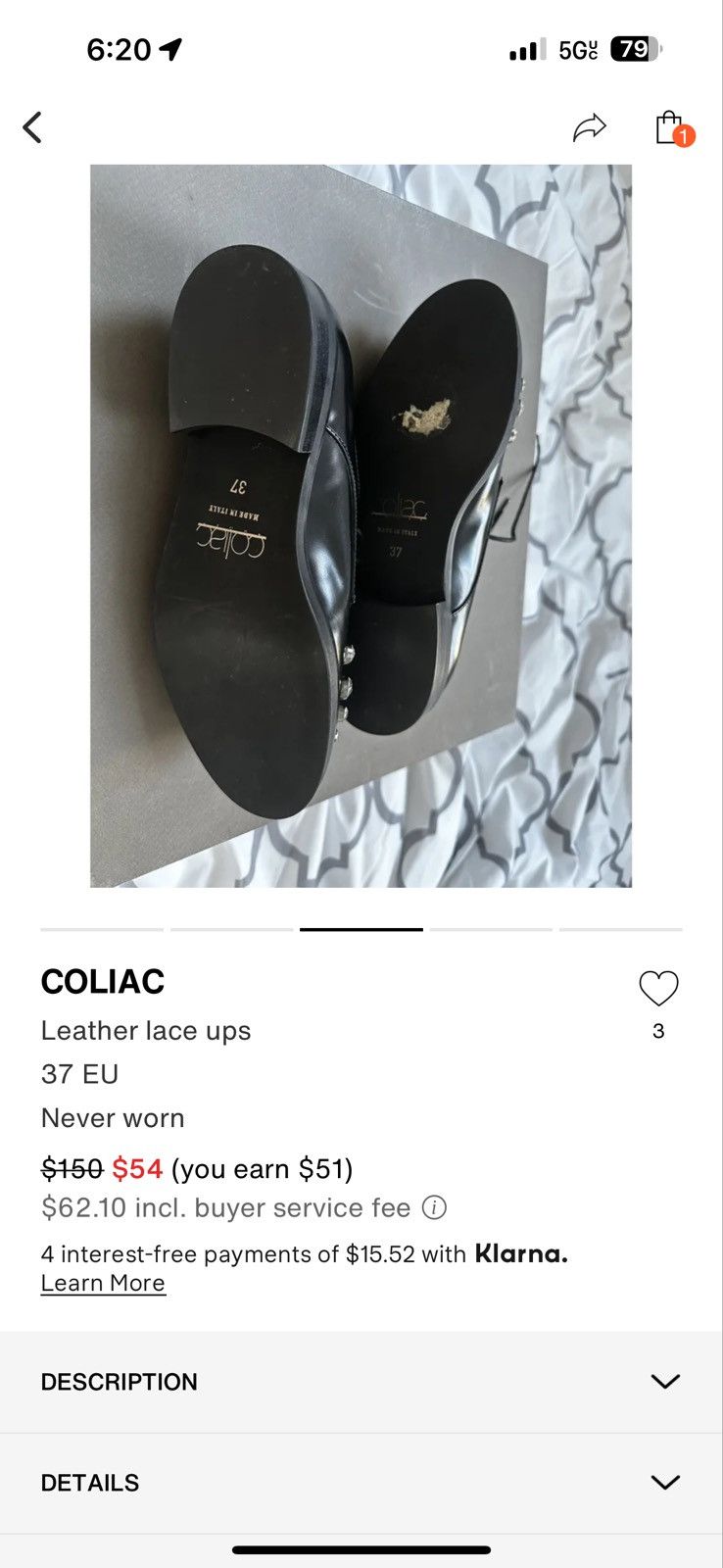 Other Coliac leather lace up Size US 7 / IT 37 - 3 Thumbnail