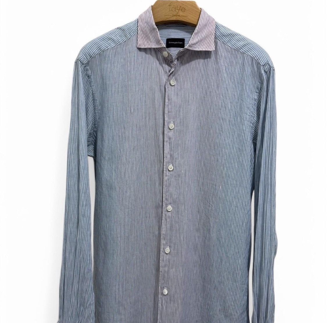 Ermenegildo Zegna Ermenegildo Zegna Linen-Cotton Striped Shirt Size US M / EU 48-50 / 2 - 2 Thumbnail