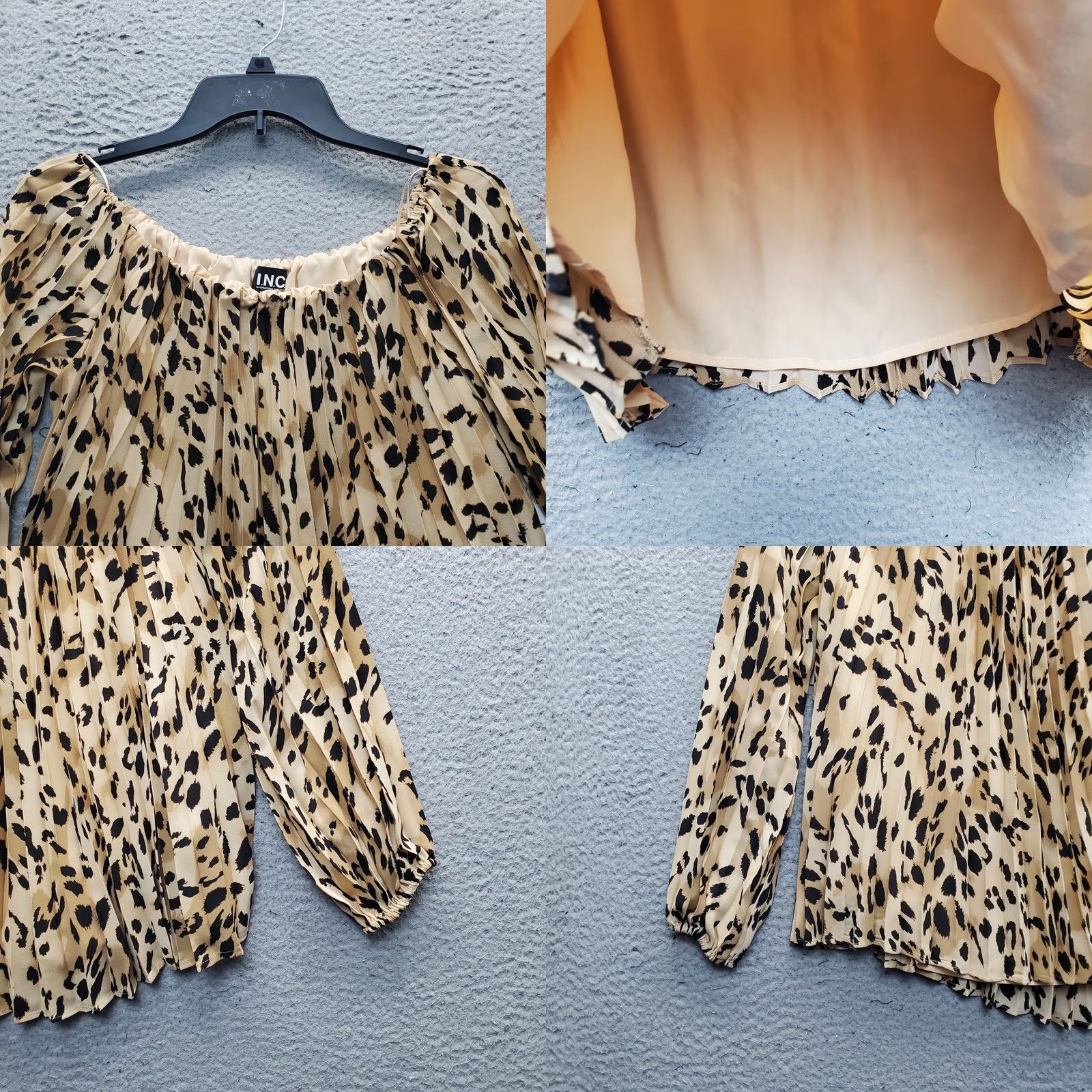Vintage INC International Concepts Blouse Womens S Leopard Print Pleated Lined Shirt Size S / US 4 / IT 40 - 8 Thumbnail