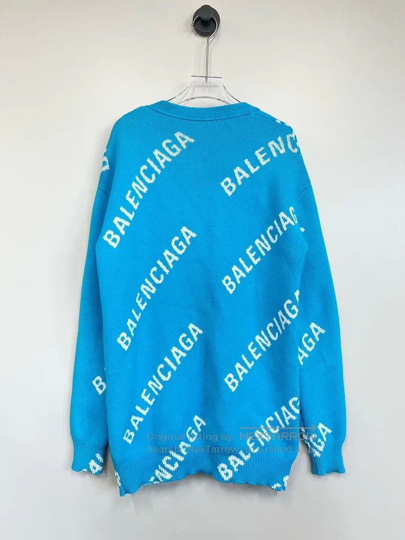 Balenciaga Balenciaga Blue Barrage Printed Logo Knit Sweater Size US XS / EU 42 / 0 - 2 Thumbnail