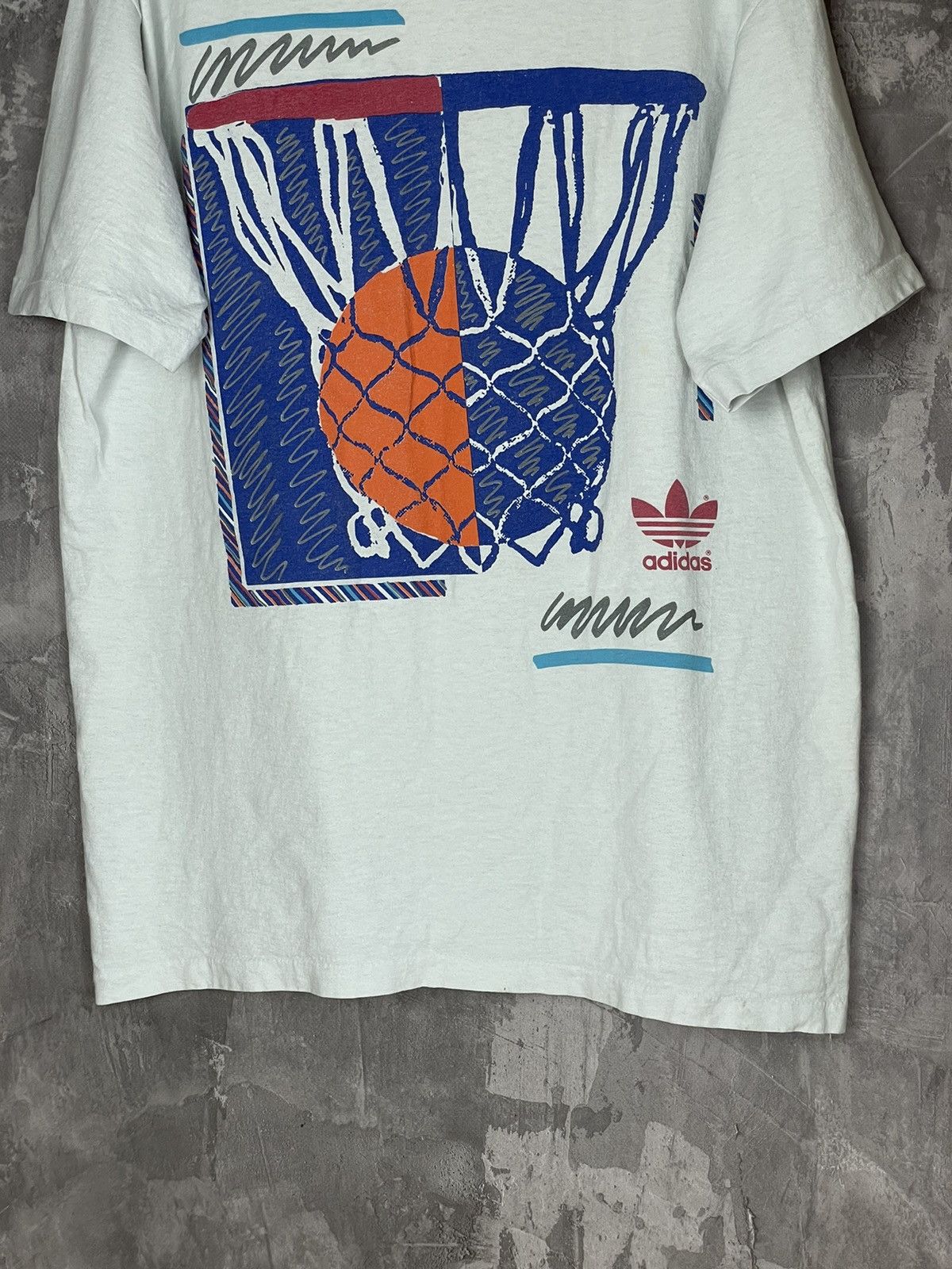 Adidas × Vintage Adidas Abstract Basketball Pop Art Spell Out T-Shirt VTG Size US L / EU 52-54 / 3 - 12 Thumbnail