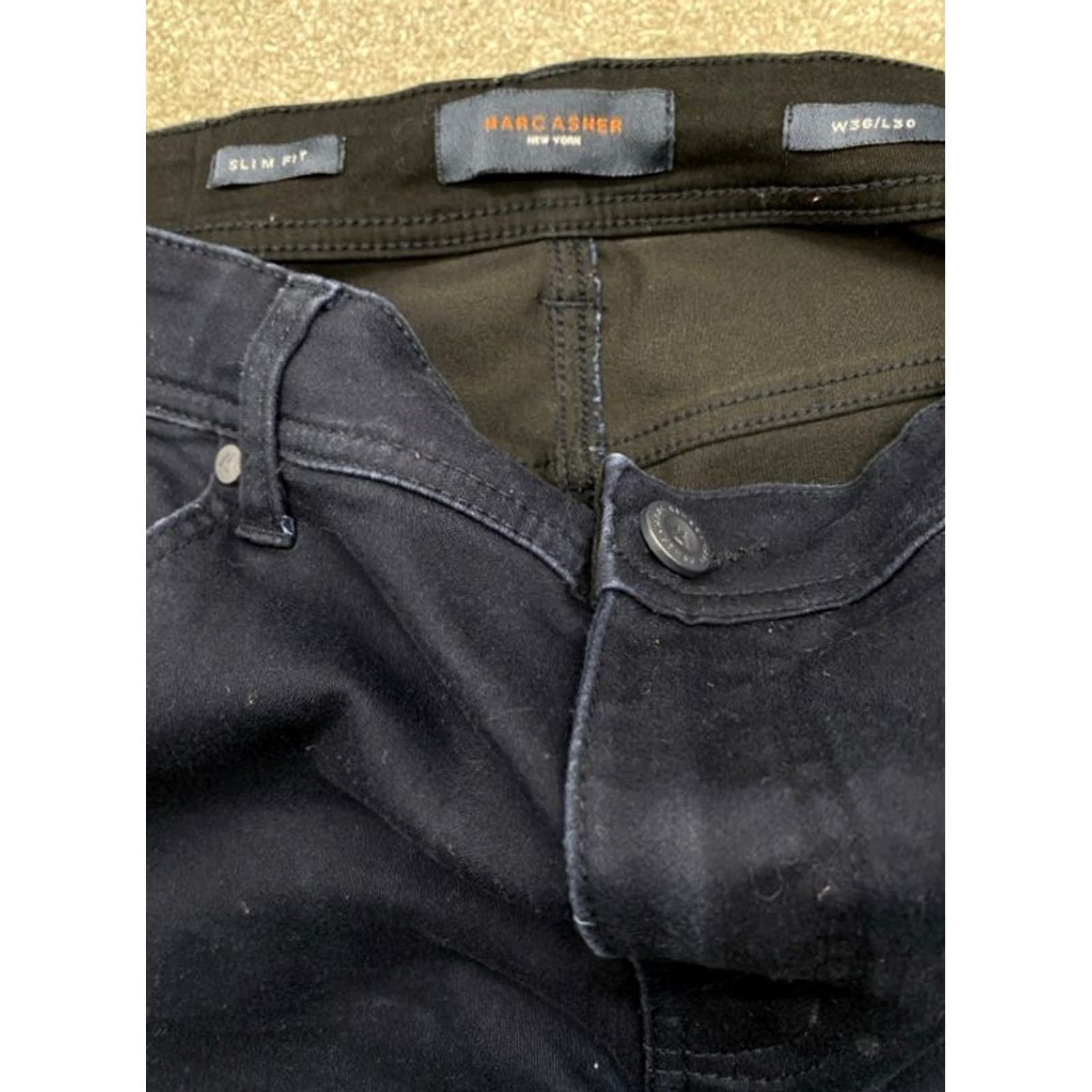 Marcs Marc Asher Men's Pants Slim Flat Front 36x30 Navy Blue Stretch Chino 5-Pocket 4658 Size US 36 / EU 52 - 6 Thumbnail