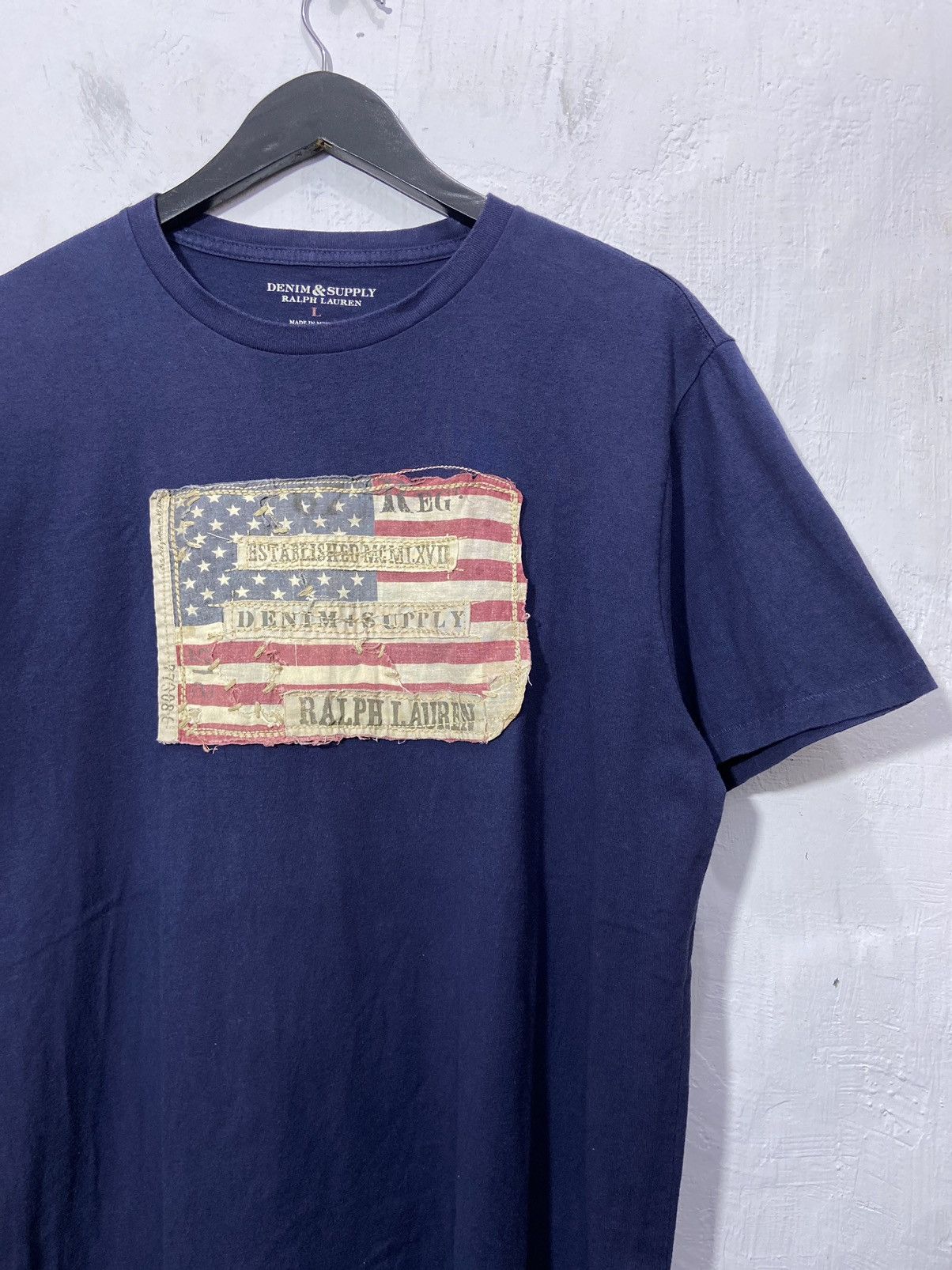 RRL Ralph Lauren Denim & Supply Ralph Lauren American Flag Tshirt Navy Size US L / EU 52-54 / 3 - 2 Thumbnail