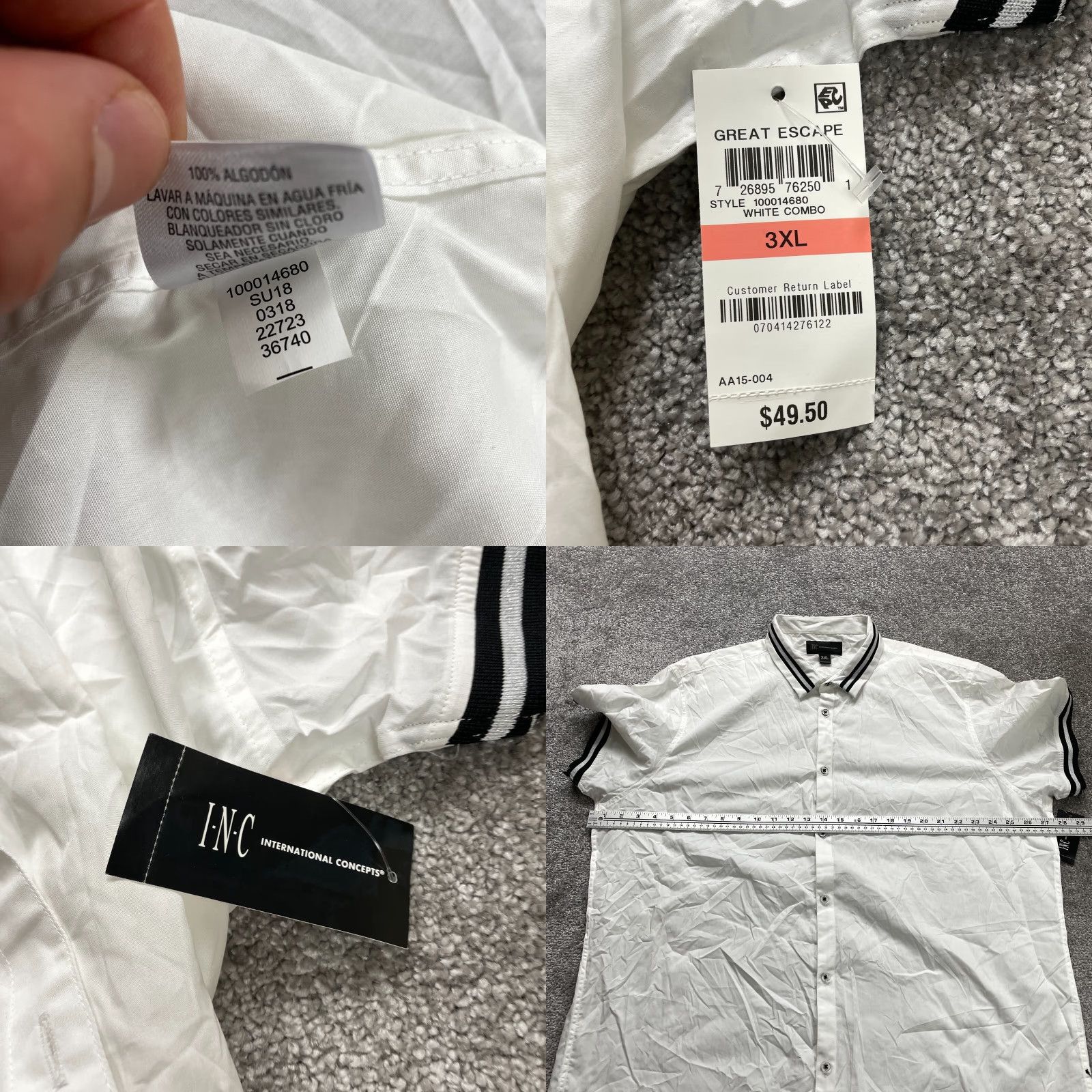 Vintage INC International Concepts Button-Up Short Sleeve Shirt Women 3XL White NWT New Size XXL / US 16-18 / IT 52-54 - 8 Thumbnail