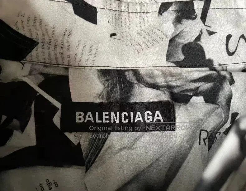 Balenciaga Balenciaga Newspaper Print Shirt. Size US XS / EU 42 / 0 - 4 Thumbnail