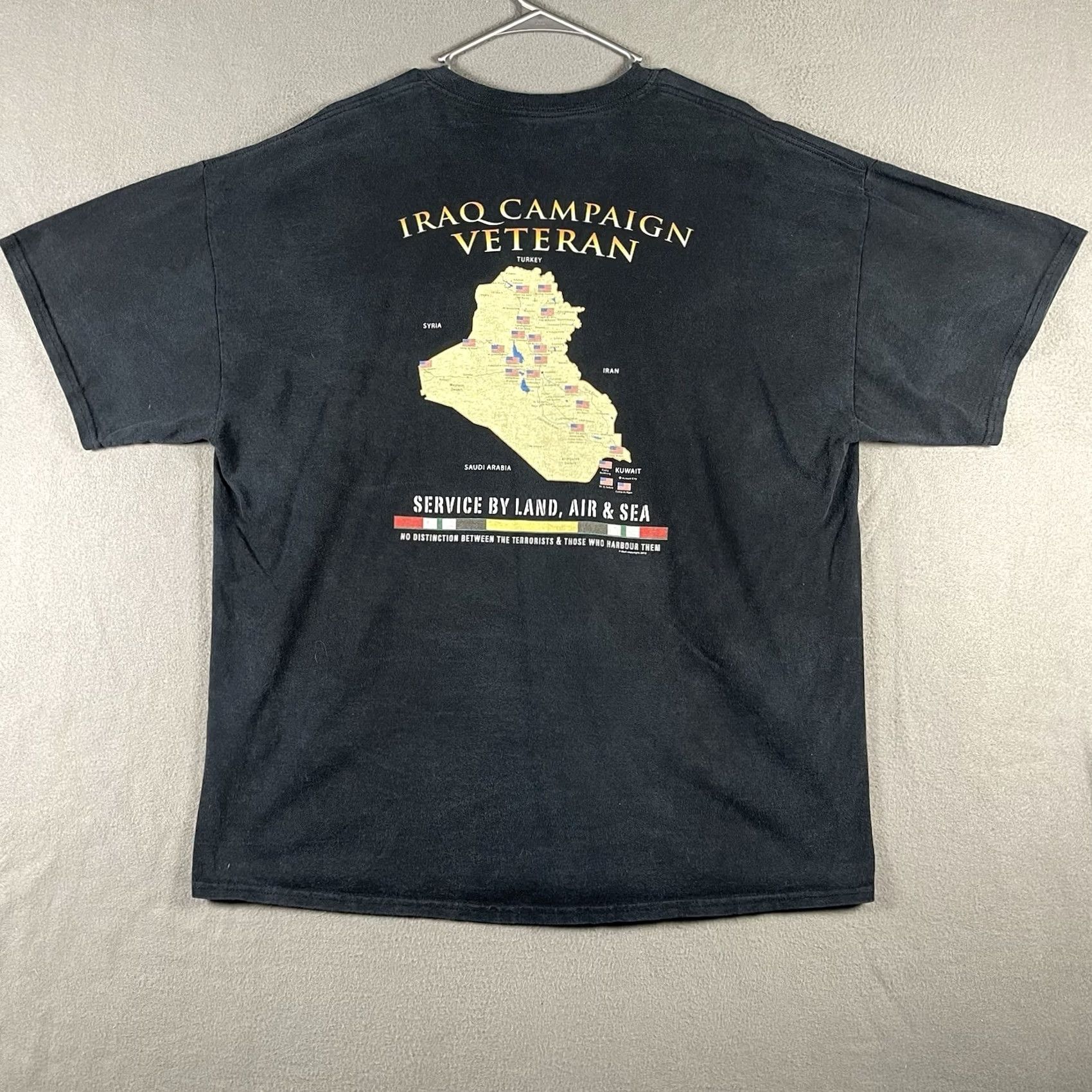 Gildan VINTAGE Iraq Campaign Veteran T Shirt 2XL Black Distressed Fade Double Sided W/Map Size US XXL / EU 58 / 5 - 3 Thumbnail