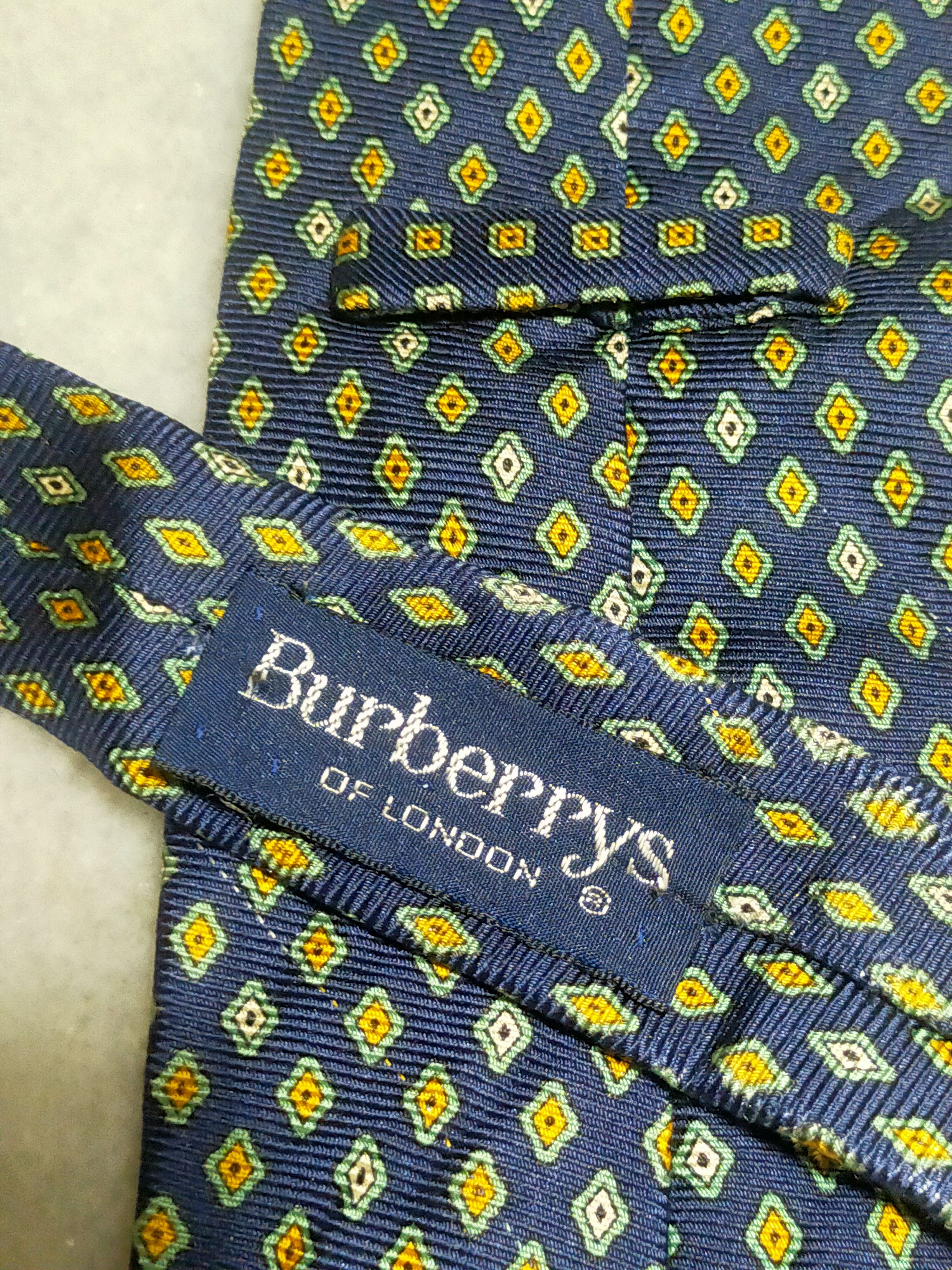 Burberry × Vintage BURBERRYS VINTAGE YELLOW DIAMOND PATTERN SILK TIE Size ONE SIZE - 7 Thumbnail