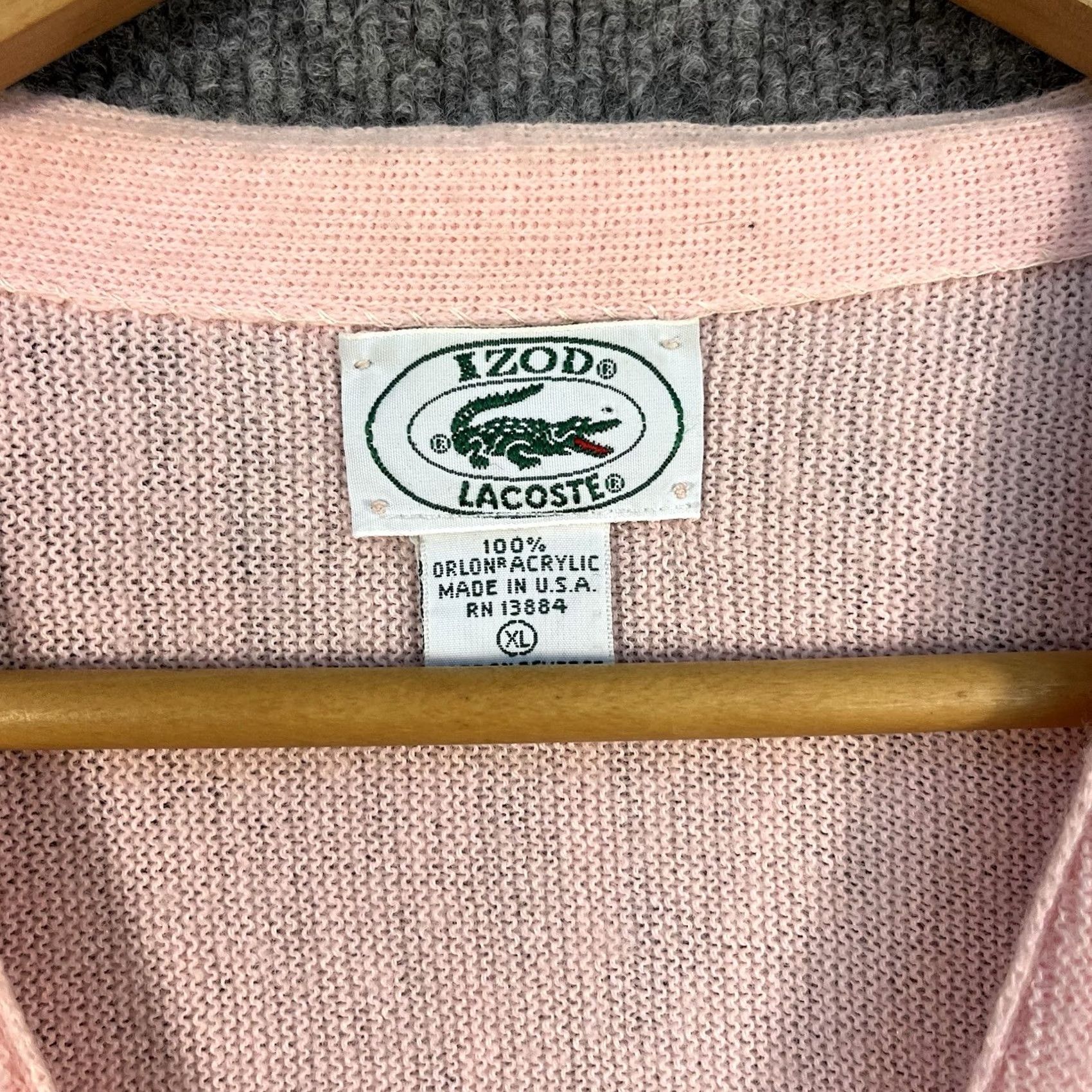 Izod VINTAGE Izod Lacoste Cardigan Sweater Orlon Acrylic Pink Button Front Mens XL 80s Size US XL / EU 56 / 4 - 3 Thumbnail