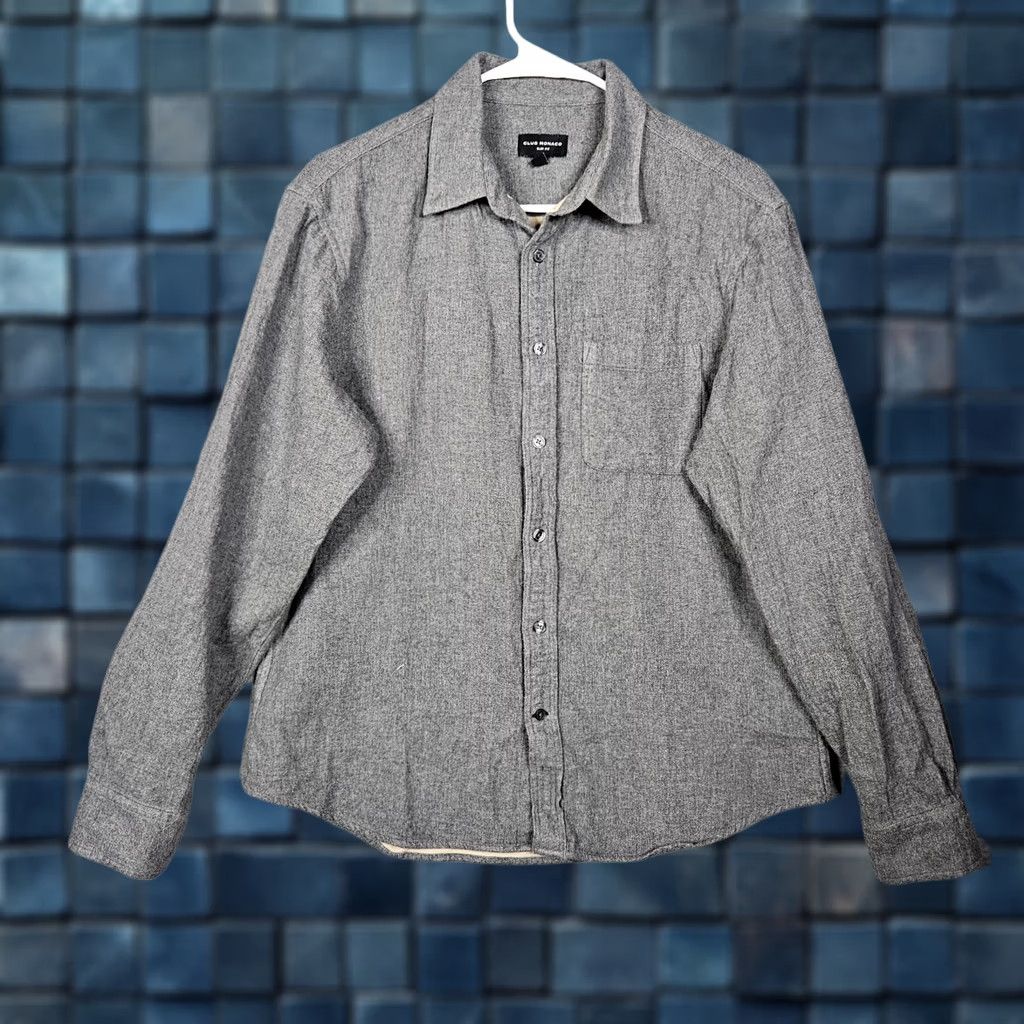 Club Monaco CLUB MONACO Slim Fit Gray Flannel Button-Up Shirt Men's M Size US M / EU 48-50 / 2 - 1 Thumbnail