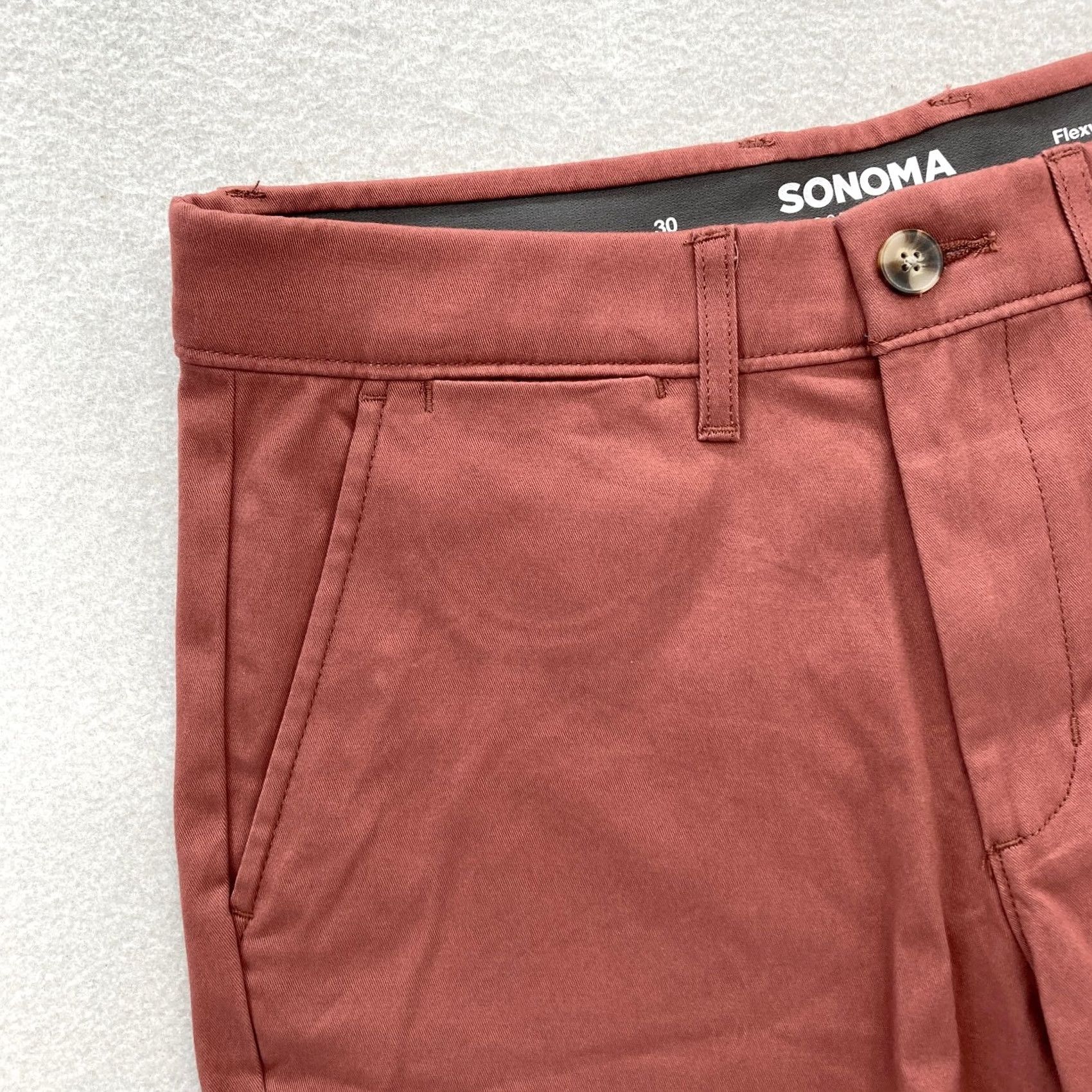 Vintage Sonoma Flexwear Chino Shorts Mens 30 Stretch Waistband Casual Preppy Dark Mauve Size US 30 / EU 46 - 2 Thumbnail