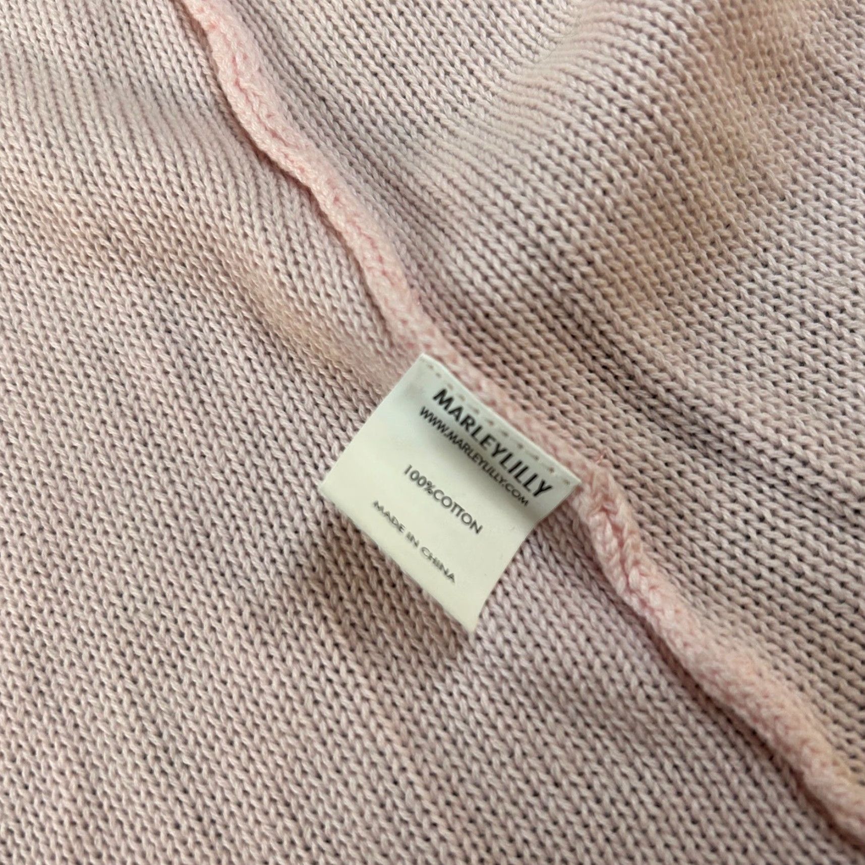 Vintage MarleyLilly Cardigan Women Large Pink Fringe Open Front Knit Sweater Monogrammed Size L / US 10 / IT 46 - 5 Thumbnail