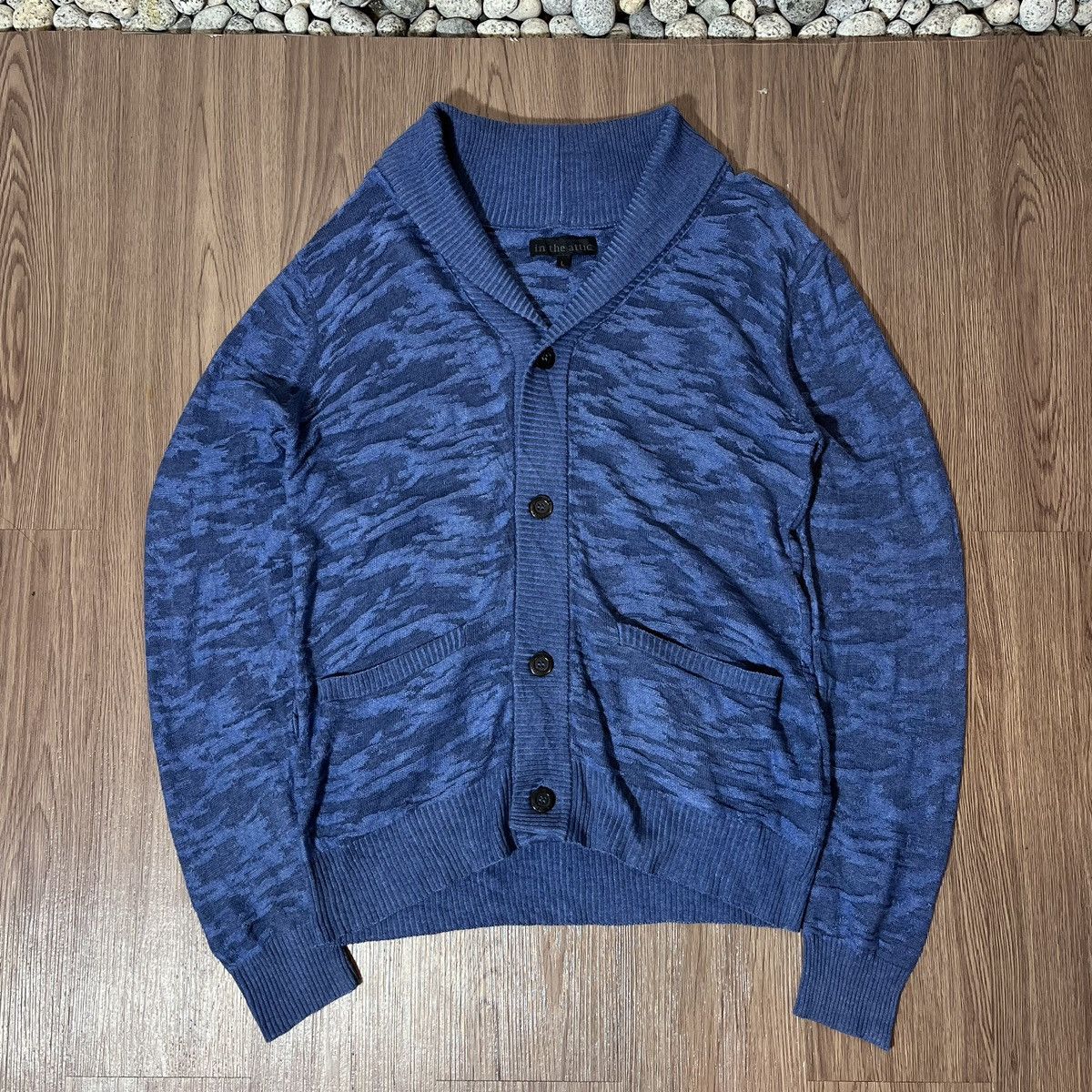 In The Attic In The Attic Blue Camouflage Cardigan Size US L / EU 52-54 / 3 - 1 Thumbnail