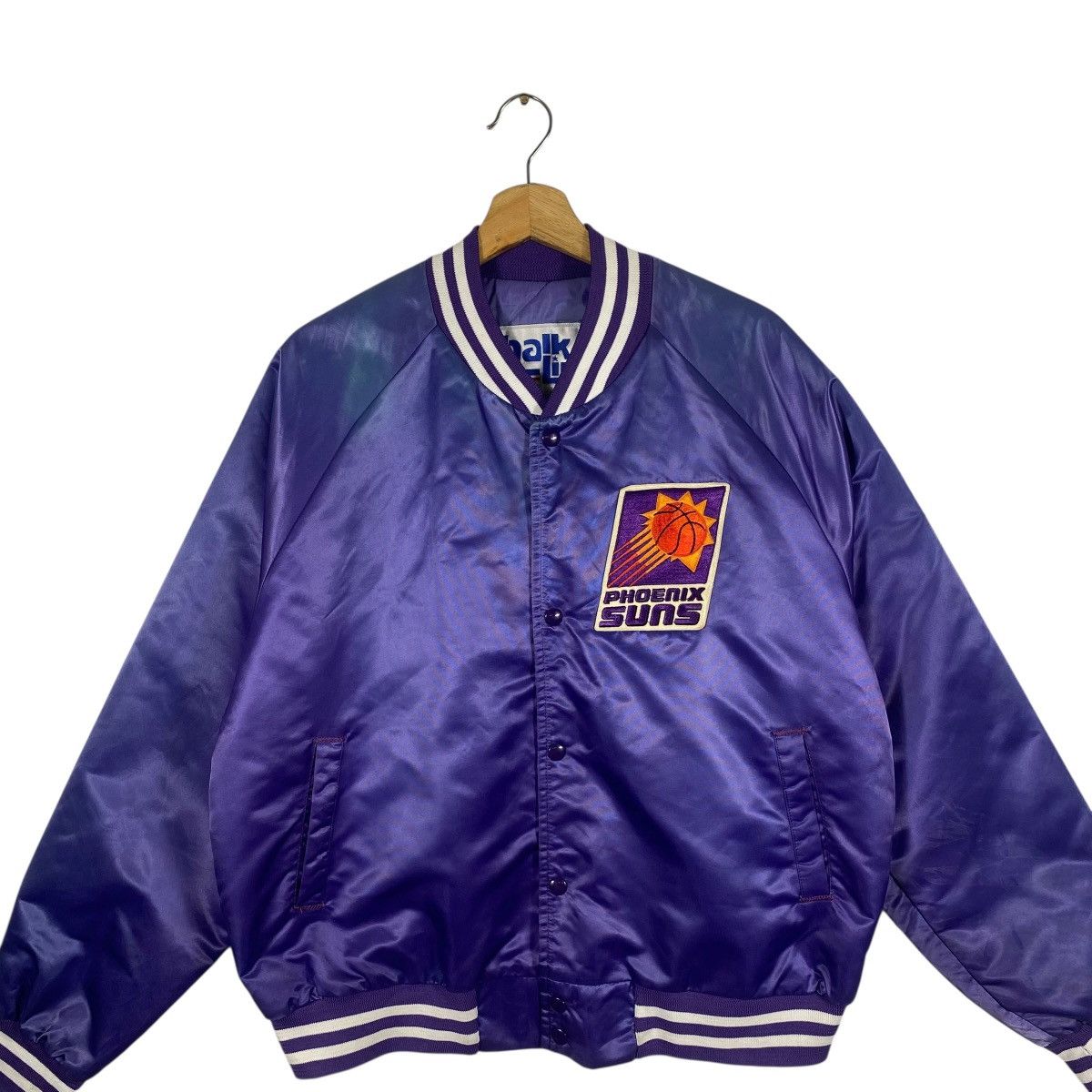 NBA Vintage 90s Phoenix Suns Satin Bomber Jacket L Size Purple Size US L / EU 52-54 / 3 - 3 Thumbnail
