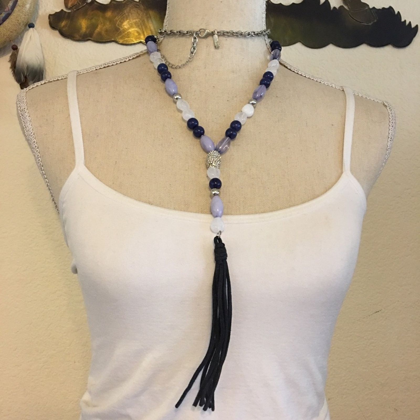Jewelry INC multi tone bead leather tassel long necklace Size ONE SIZE - 3 Thumbnail