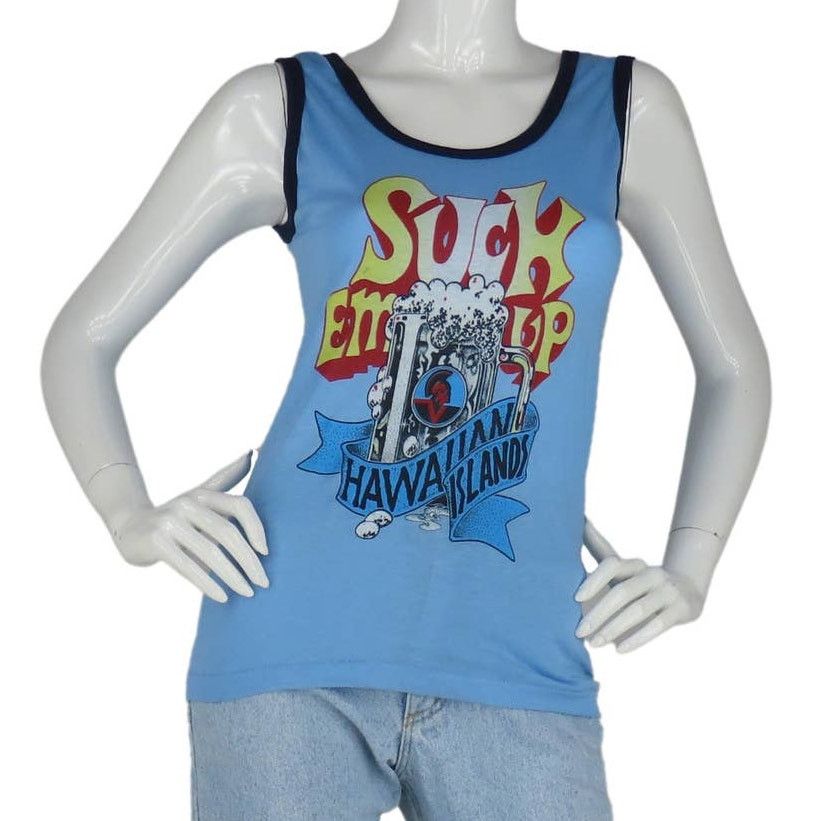 Vintage 80s Vintage Suck Em Up Hawaiian Island Beer Tee T Shirt Size XS / US 0-2 / IT 36-38 - 1 Thumbnail