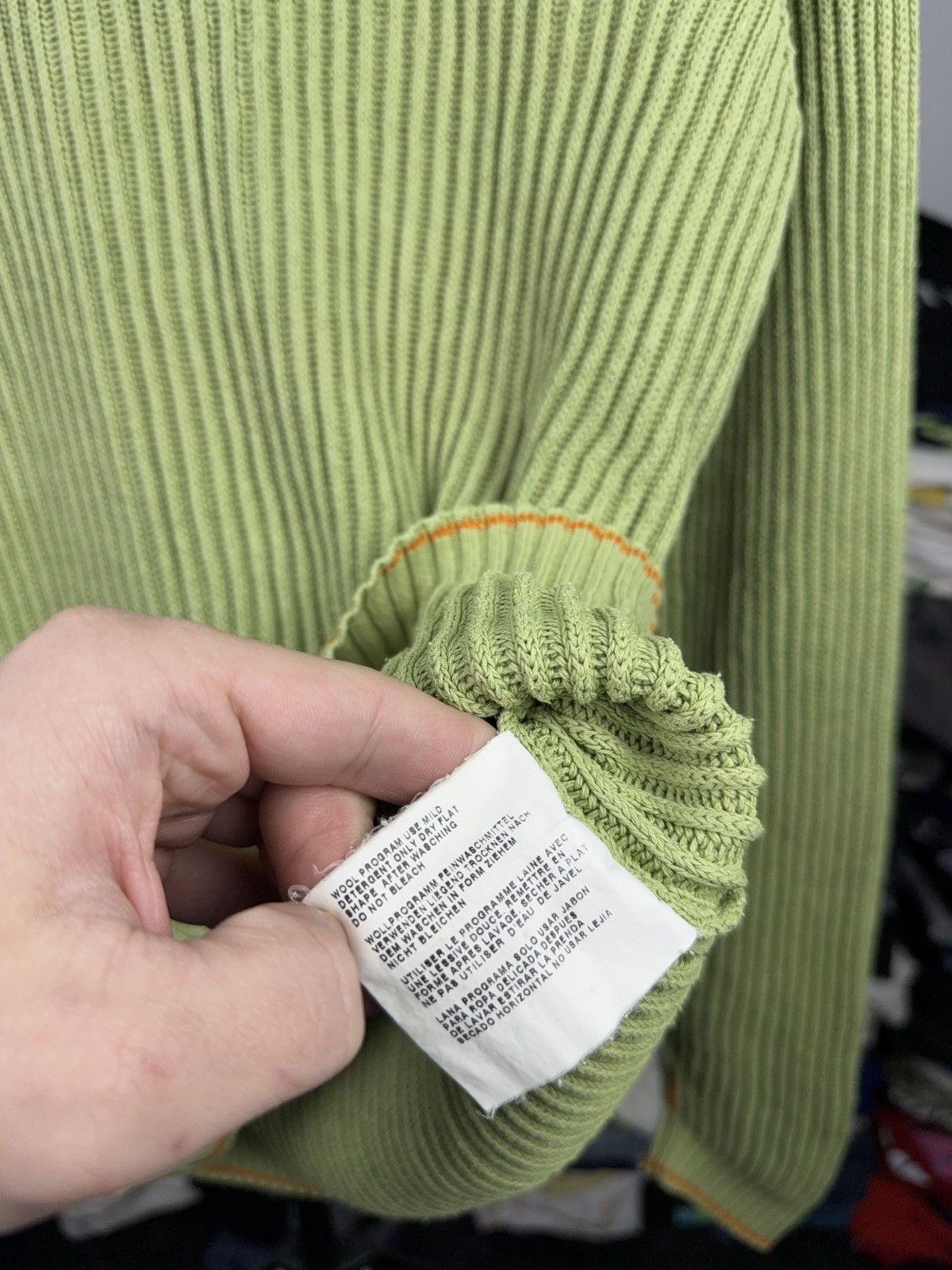 Hugo Boss Avant Garde 00s Hugo Boss Green Ribbed Knit Cotton Sweater Size US M / EU 48-50 / 2 - 7 Thumbnail