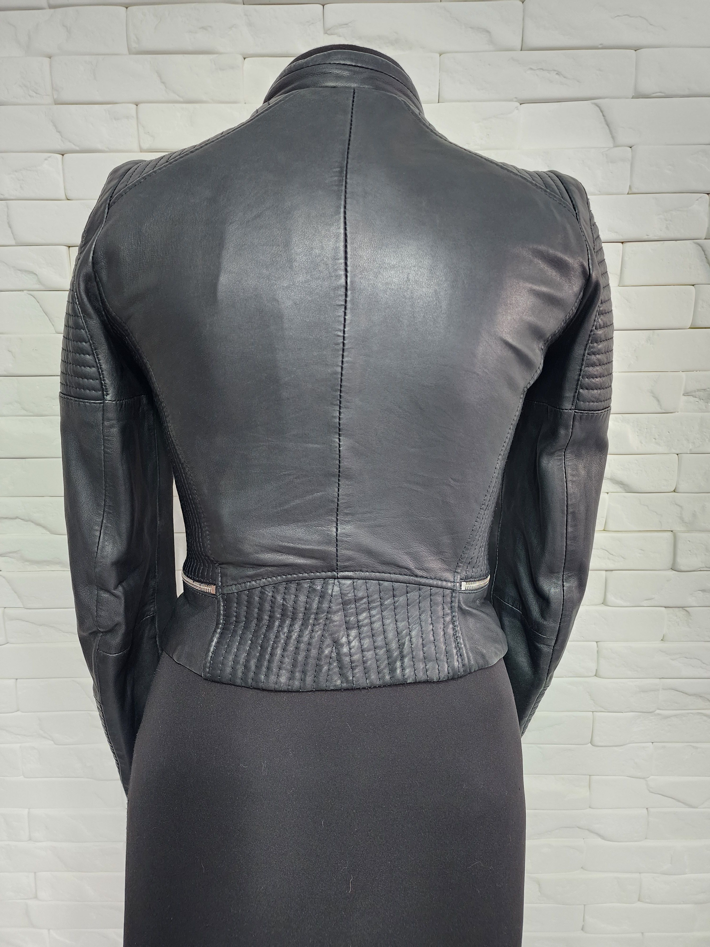 Genuine Leather Black leather women's jacket. Size S / US 4 / IT 40 - 3 Thumbnail