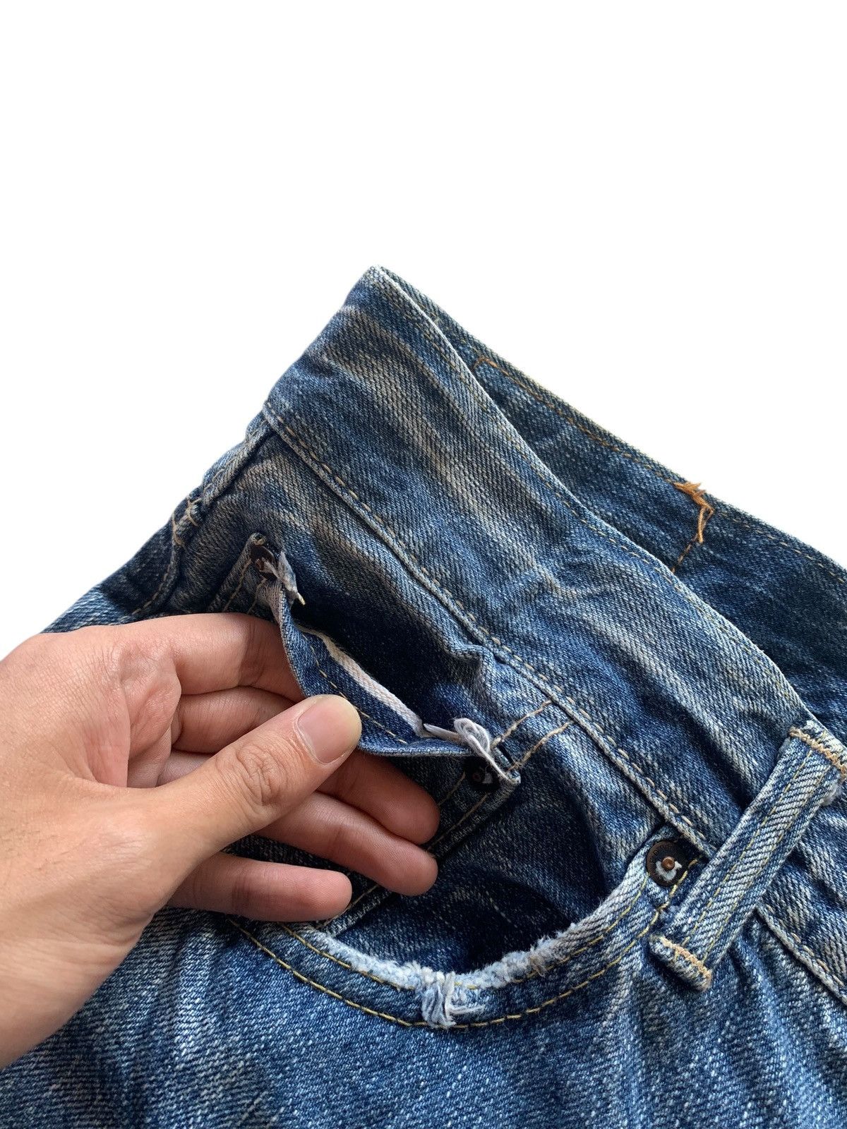 Edwin VINTAGE EDWIN 505Z SELVEDGE RUSTY JAPANESE DISTRESSED DENIM Size US 34 / EU 50 - 11 Thumbnail