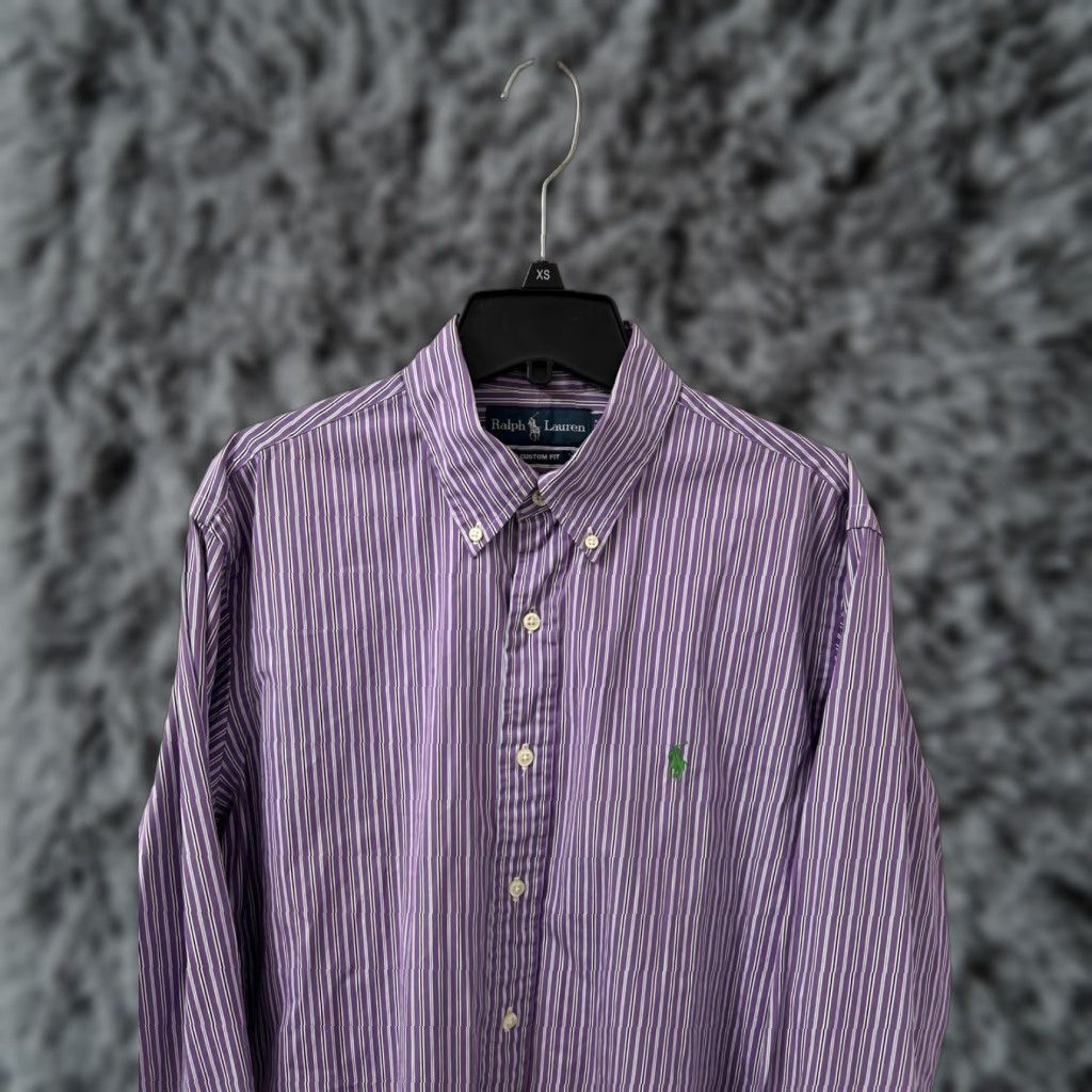 Polo Ralph Lauren VINTAGE Polo Ralph Lauren Shirt Mens 16 32/33 Purple Striped Custom Fit Button-Up L/S Mens Size US L / EU 52-54 / 3 - 1 Thumbnail