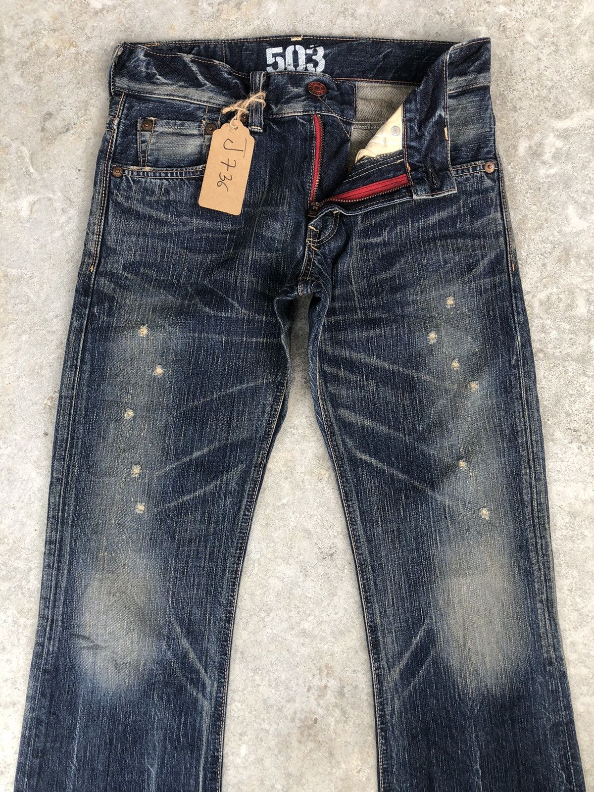 If Six Was Nine Japanese Edwin 503 Flared Jeans Bootcut Distressed Jeans Size US 31 - 3 Thumbnail