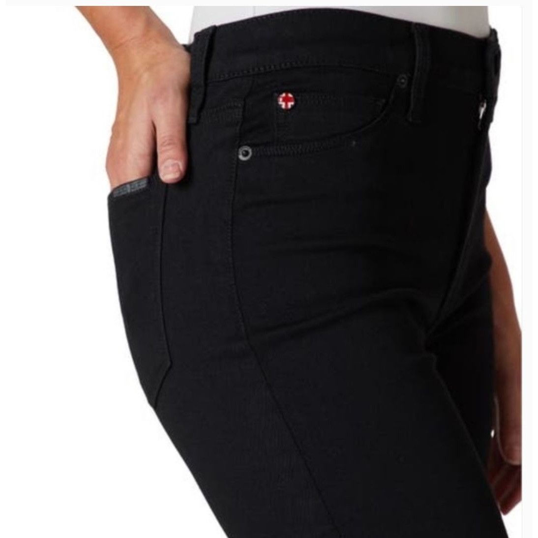 Hudson Hudson Natalie Super Skinny Mid Rise Raw Hem Jeans Black Str Size 29" - 7 Thumbnail