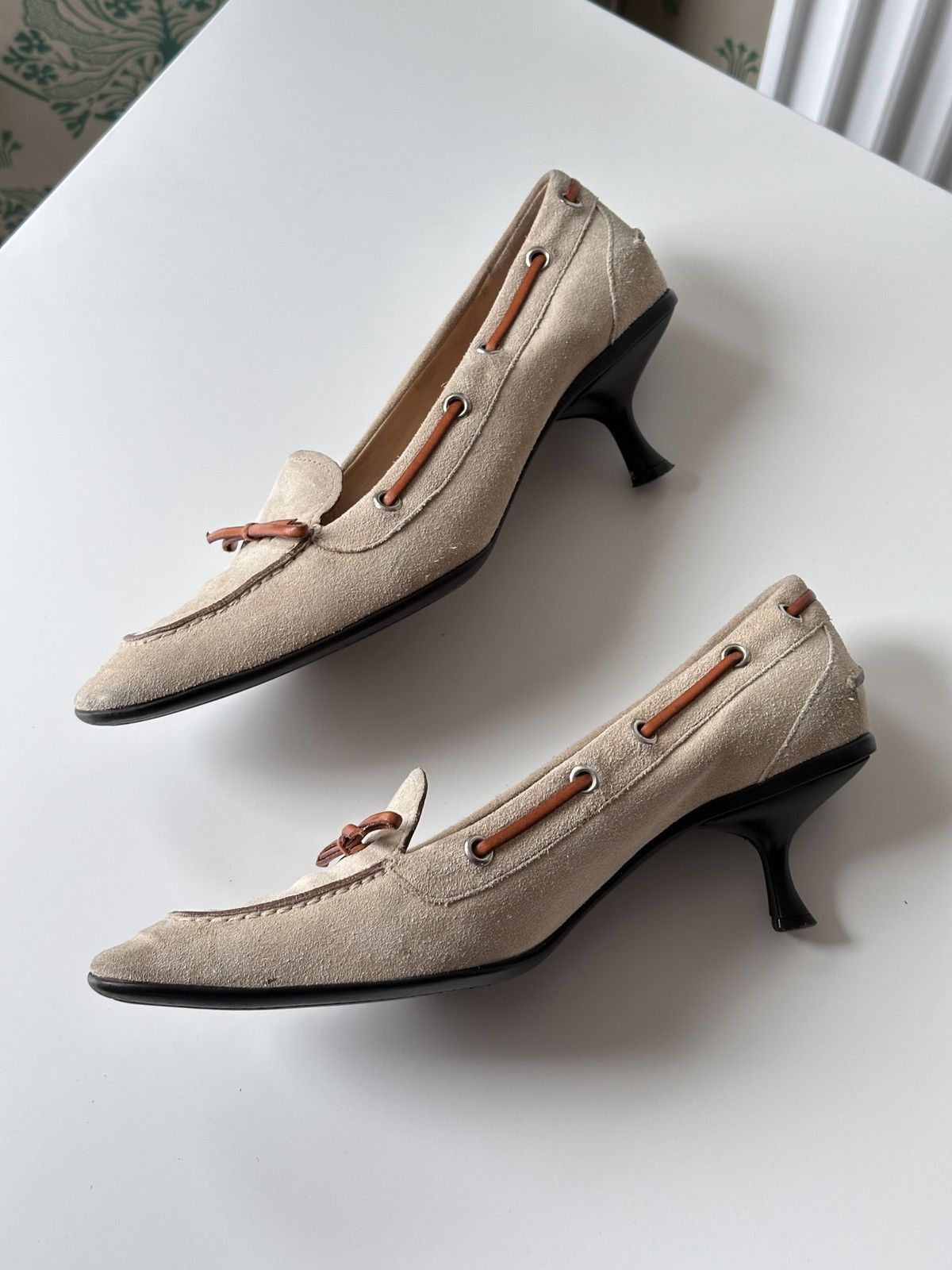 Miu Miu PRADA Kitten Heels Suede Bow Pointed Toe Size 37,5 / 7,5 Size US 7.5 / IT 37.5 - 12 Thumbnail