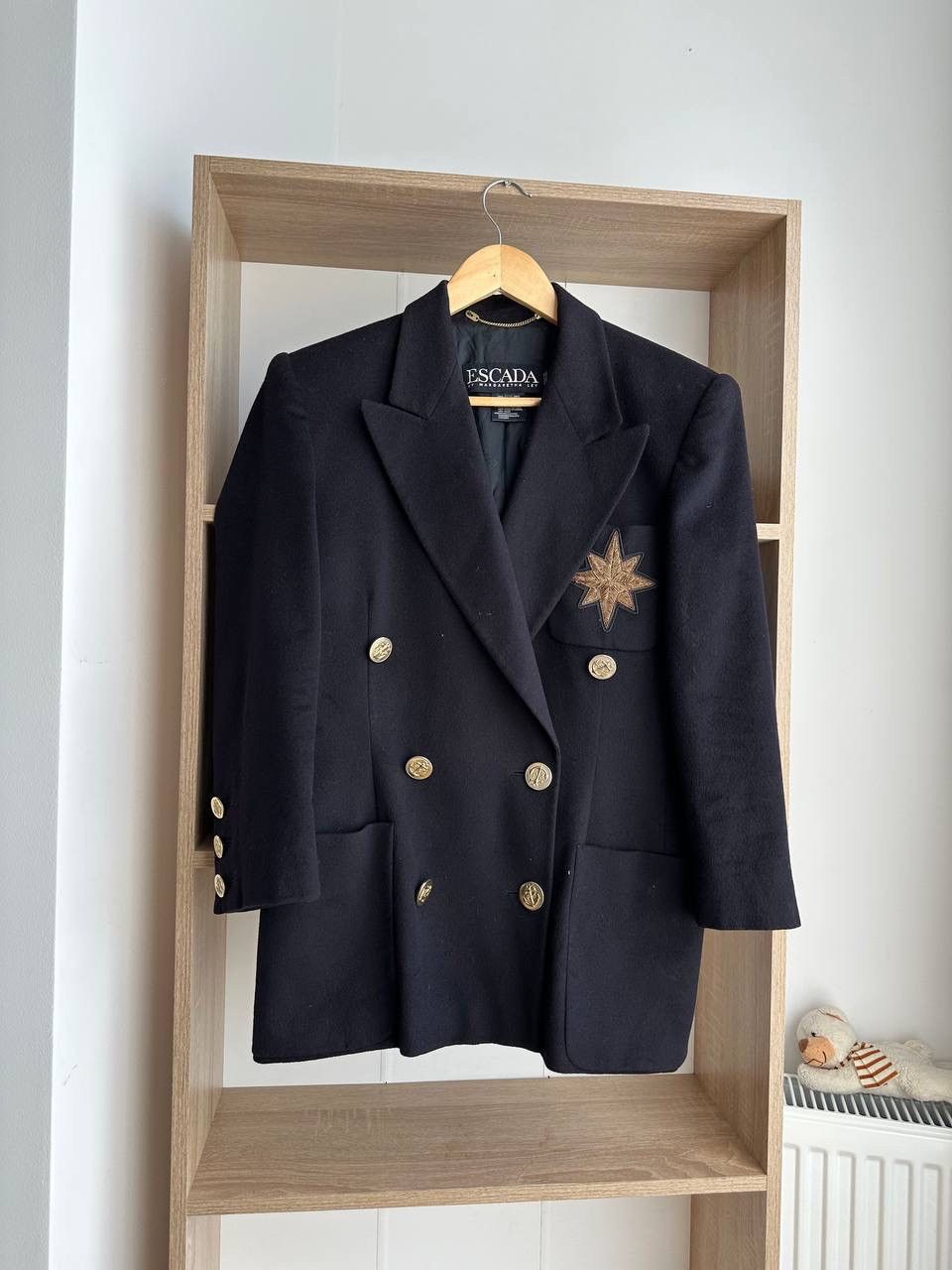 Escada × Vintage Vintage Escada Margaretha Ley Black Big Logo Wool Blazer Size M / US 6-8 / IT 42-44 - 4 Thumbnail