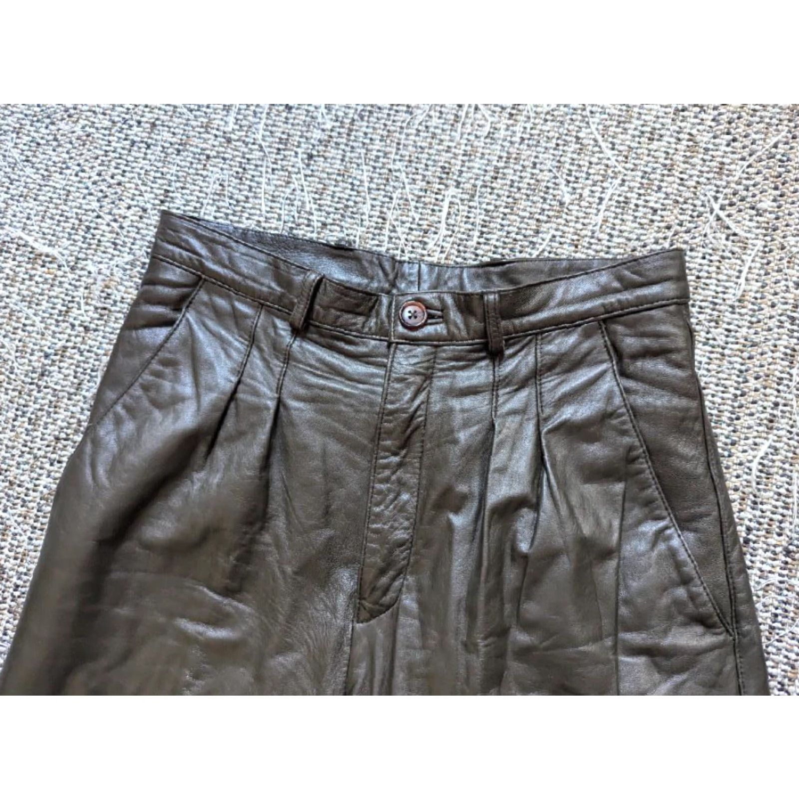 Vintage VINTAGE Saxony leather pants LAMBSKIN brown 30x32 motorcycle pants Mens XS? Size US 30 / EU 46 - 5 Thumbnail