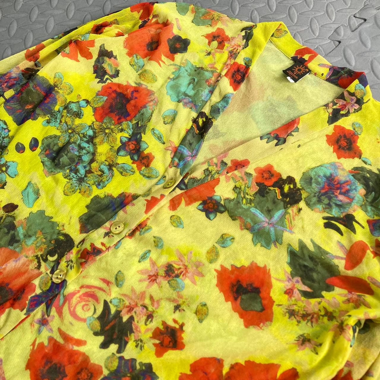 Jean Paul Gaultier Soleil – Sheer Mesh Floral Buttoned Cardigan Size L / US 10 / IT 46 - 7 Thumbnail