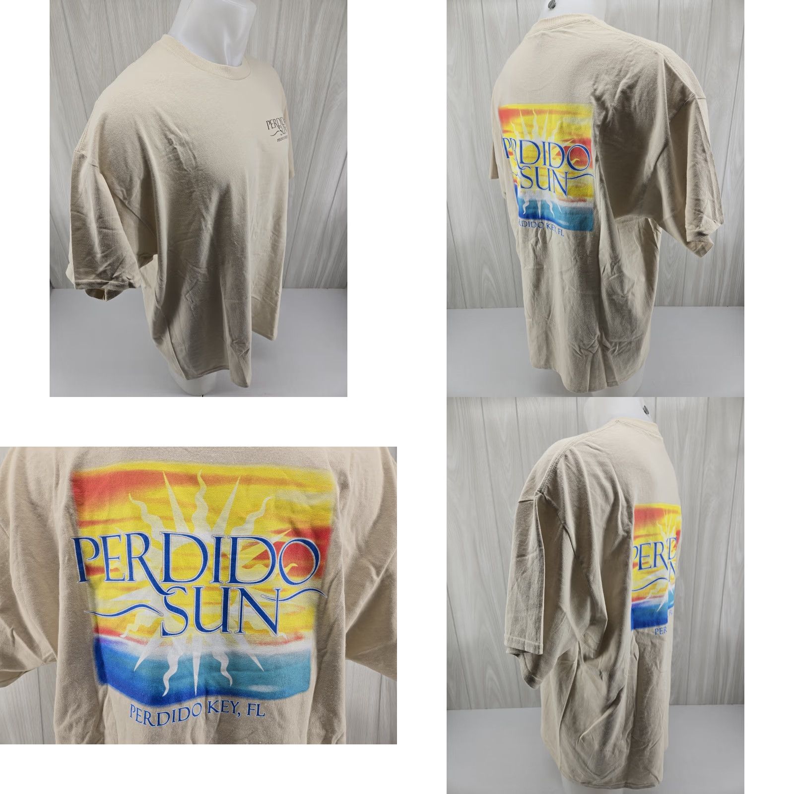 Gildan Gildan T-Shirt Men Graphic Tee Tan 2XL Perdido Sun Perdido Key Florida FL Vintage No Size US XXL / EU 58 / 5 - 8 Thumbnail