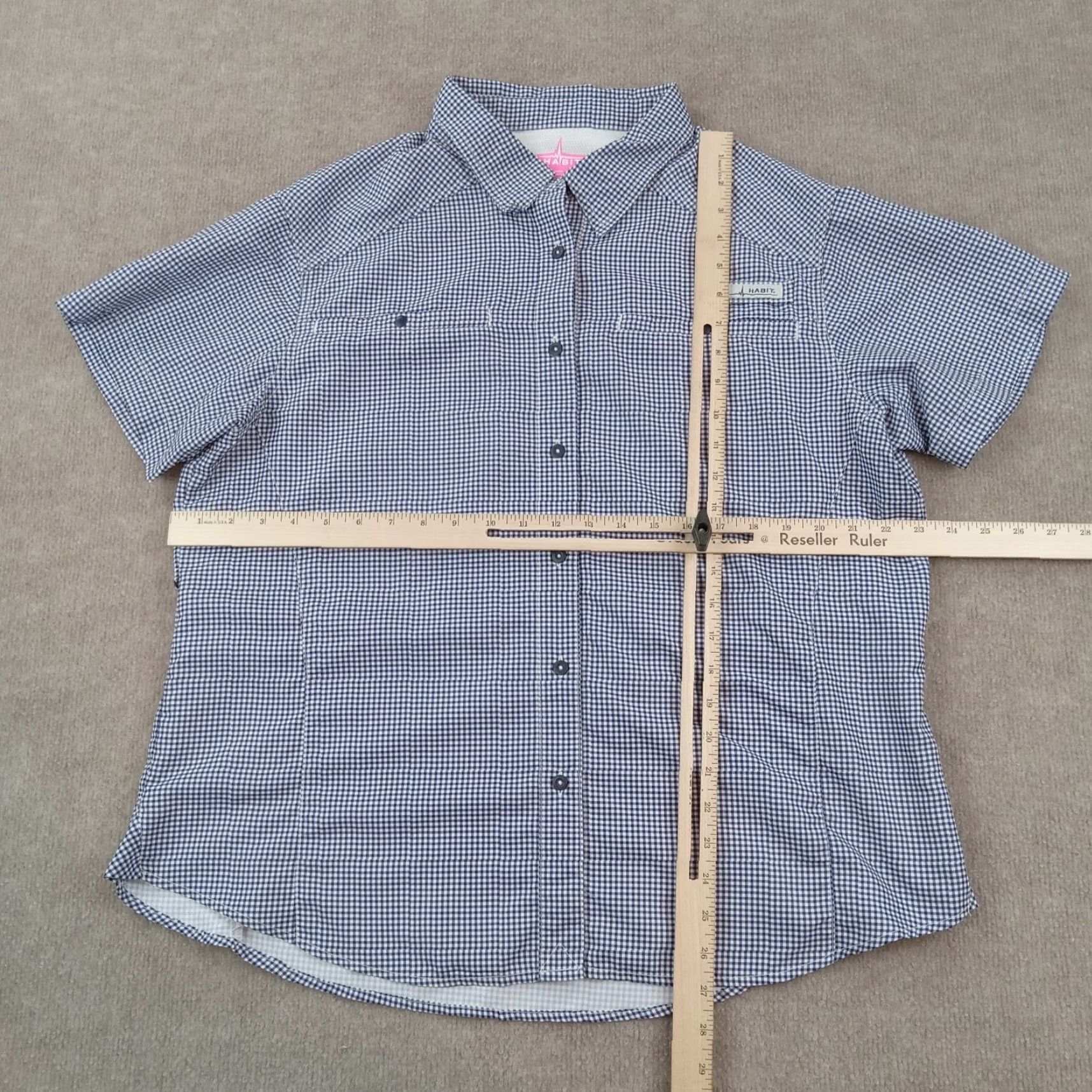 Habitat Habit Women's Blue White Check Button-Up Shirt XXL Short Sleeve Breathable Casual Size XXL / US 16-18 / IT 52-54 - 2 Thumbnail