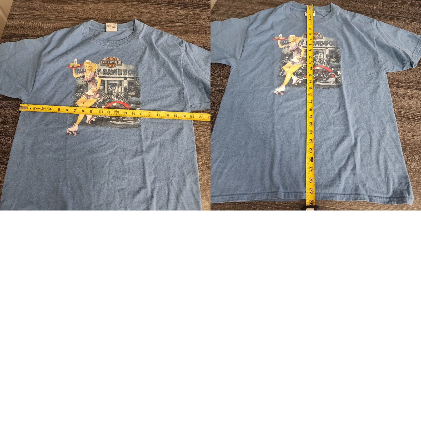 Harley Davidson Harley-Davidson T-Shirt Men XL Blue Diner Girl Boxy Motorcycle Skater Grunge Y2k Clothing Shirt Mens Blue Harley Davidson Motorcycle Grunge 2000s Size US XL / EU 56 / 4 - 8 Thumbnail