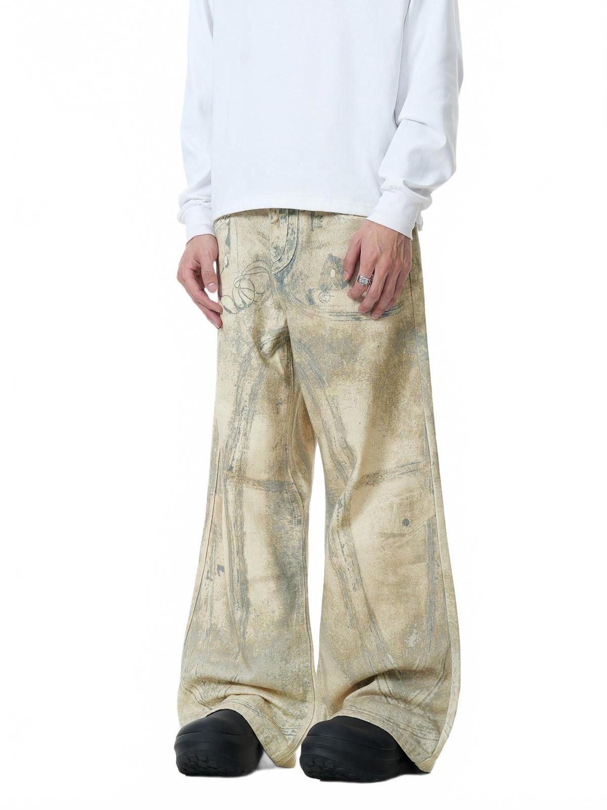 Japanese Brand Beige Wide Leg Casual Pants, Baggy Relaxed Fit Pants Size US 32 / EU 48 - 3 Thumbnail