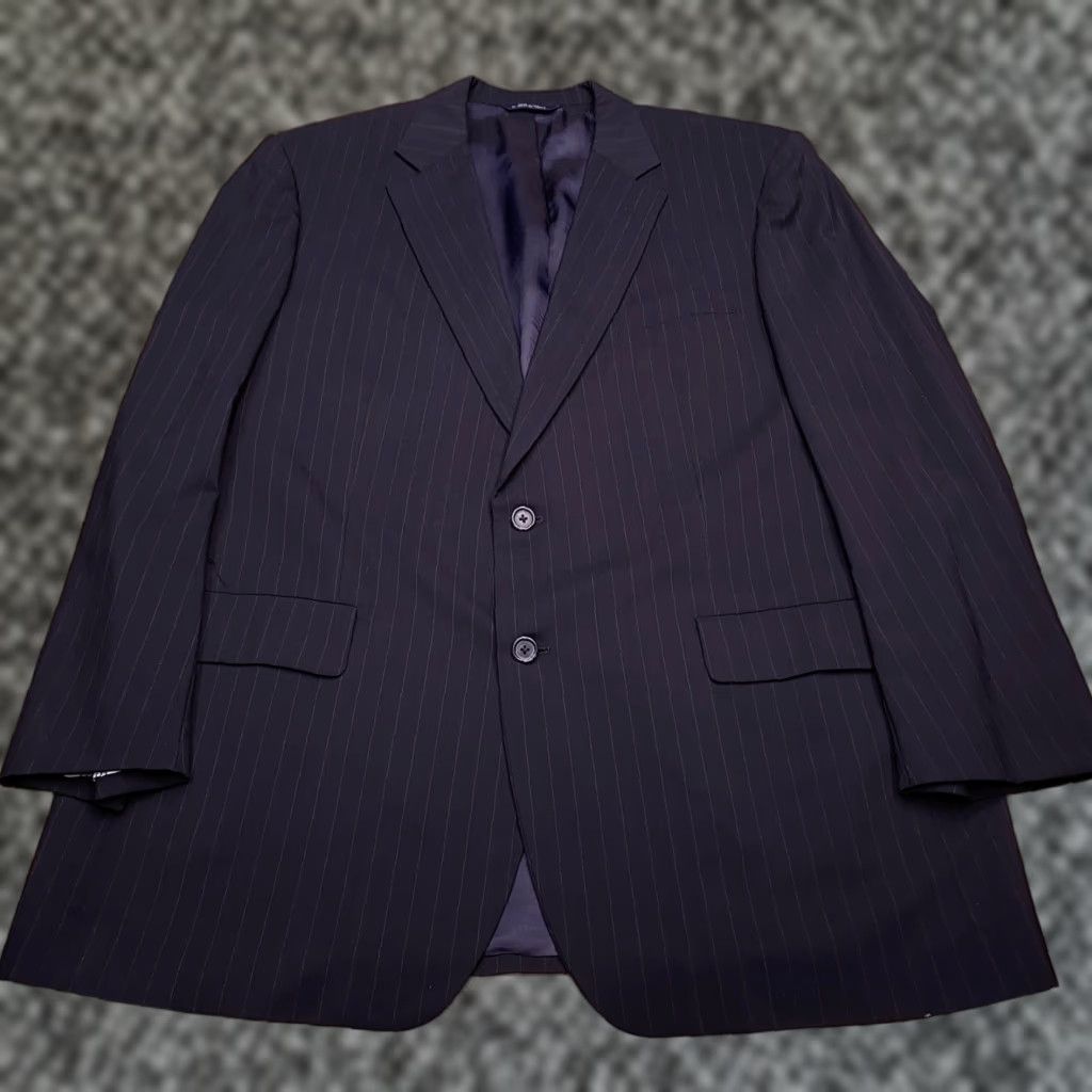 Brooks Brothers Brooks Brothers Blazer Jacket Single-Breasted 46 Long Wool Navy Pinstripe Mens Regular Notch Lapel Blue Vintage: No Size 46R - 1 Thumbnail