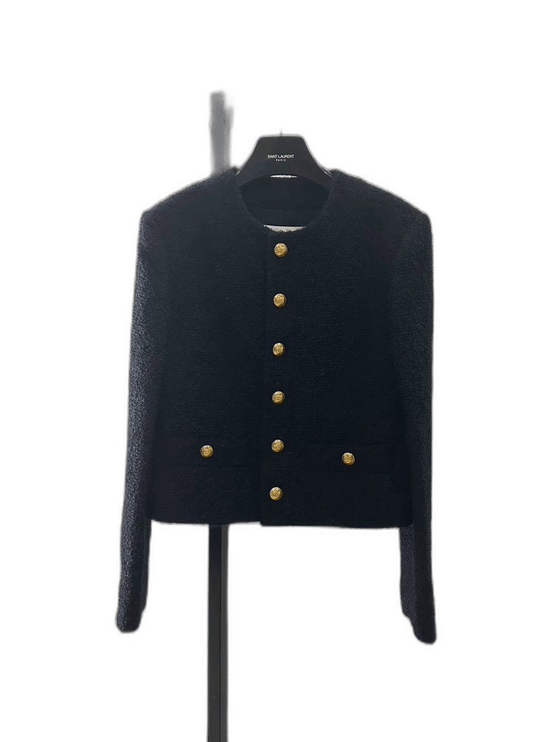 Celine Celine Gold Button Black Woven Jacket Size US M / EU 48-50 / 2 - 1 Thumbnail