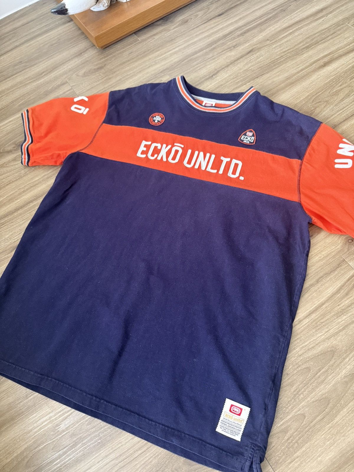 Ecko Unltd. Vintage Y2K Ecko Unltd Unlimited Knit Shirt 2XL Blue Orange Size US XXL / EU 58 / 5 - 2 Thumbnail