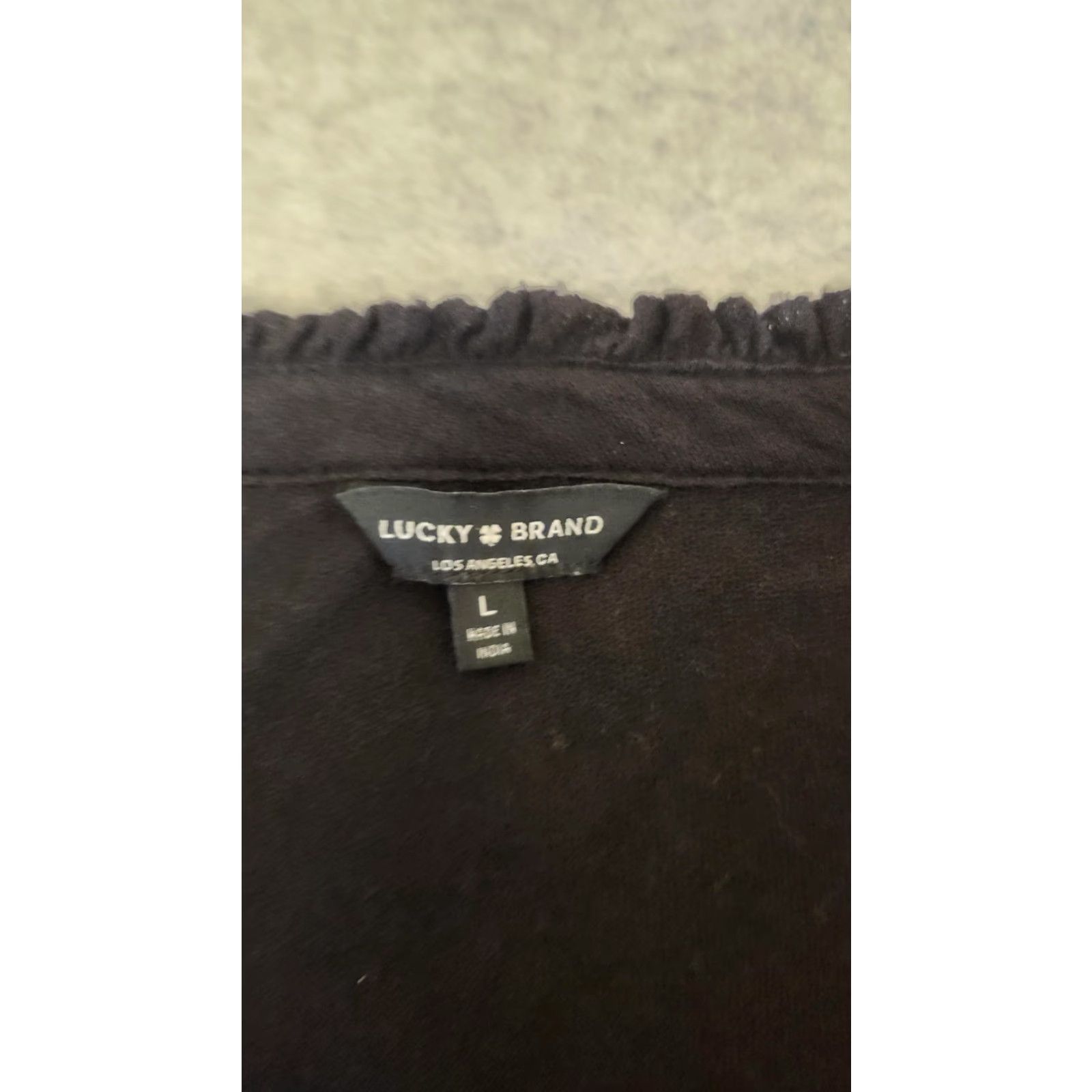 Lucky Brand Lucky Brand Shirt Womens Large Black Embroidered Floral Boho Tunic Top Size L / US 10 / IT 46 - 2 Thumbnail
