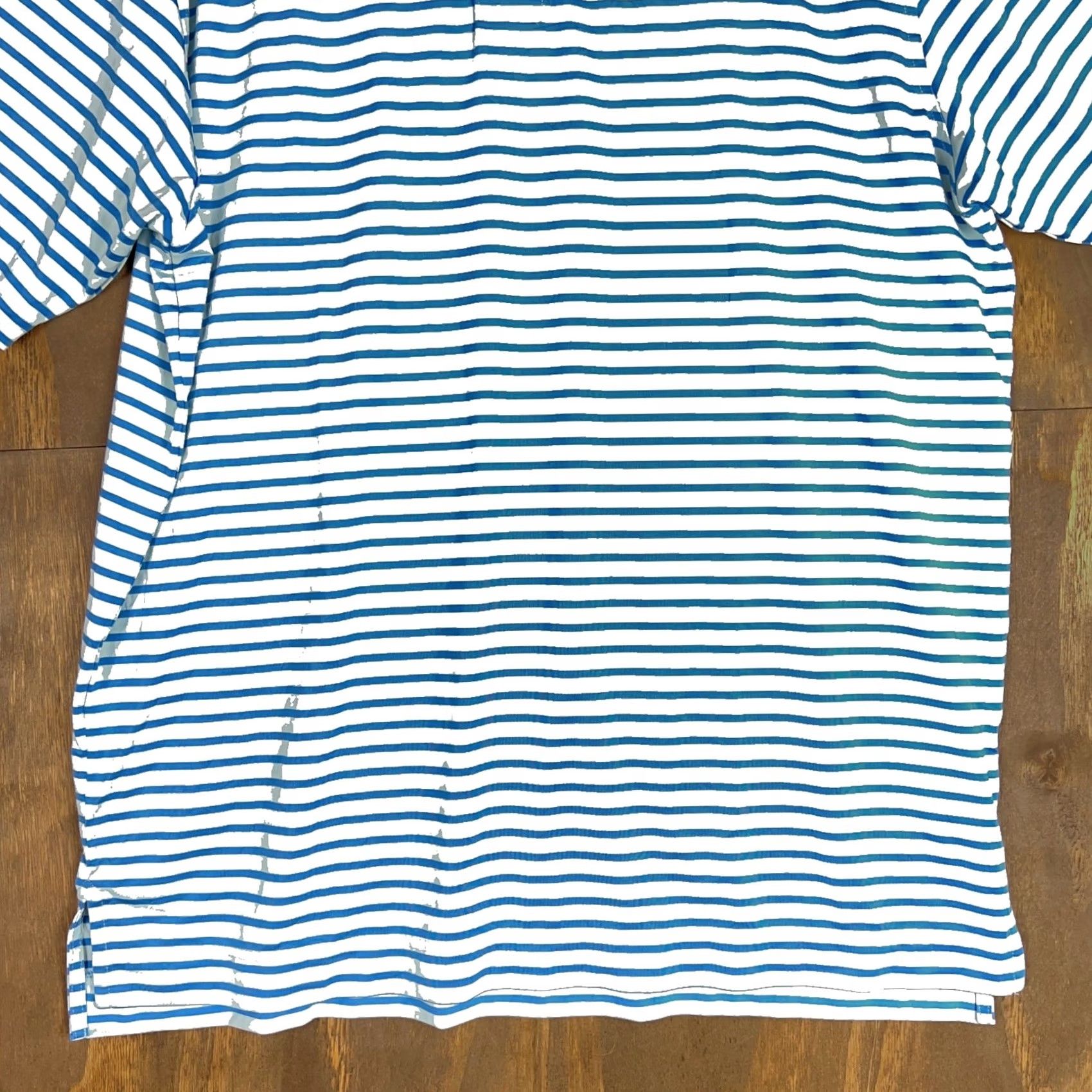 Footjoy FootJoy Mens Shirt Blue Striped Polo Athletic Short Sleeve Button-Down Collared L Size US L / EU 52-54 / 3 - 3 Thumbnail
