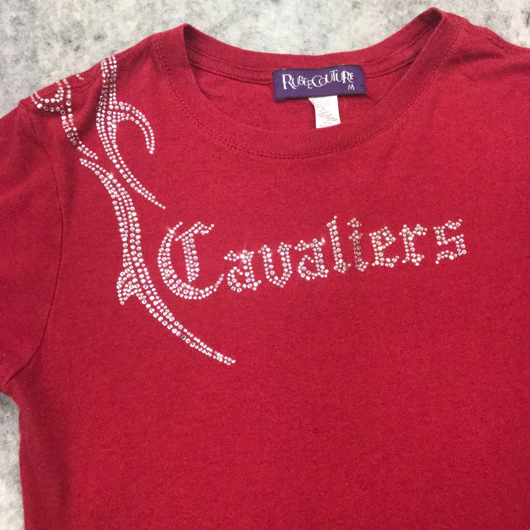 Vintage Rubee Couture Cleveland Cavaliers Blinged Embellished Rhinestones Womens T-Shirt Shirt Red Medium Size M / US 6-8 / IT 42-44 - 2 Thumbnail