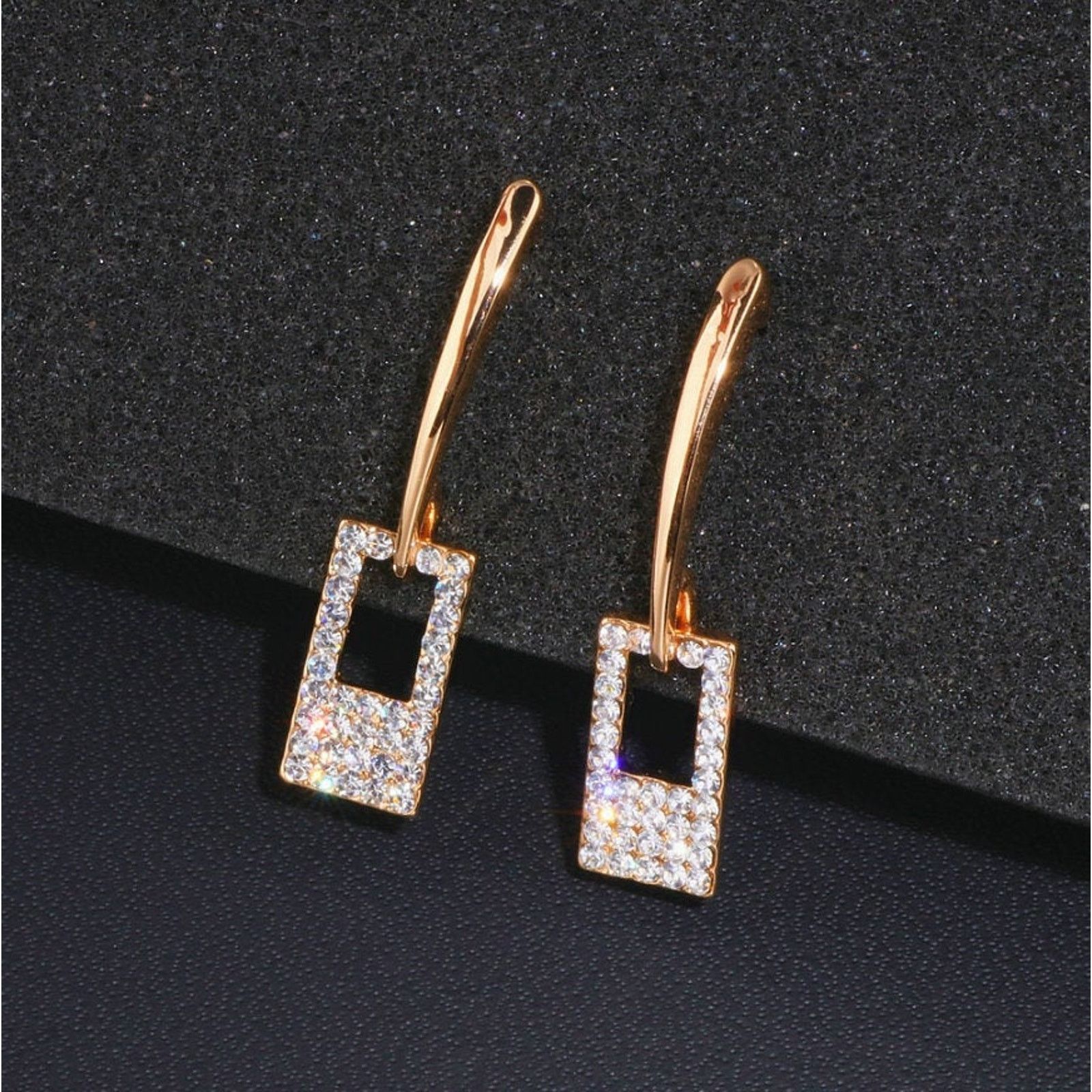Japanese Brand Claire Rectangular Crystal Drop Earrings Size ONE SIZE - 1 Thumbnail