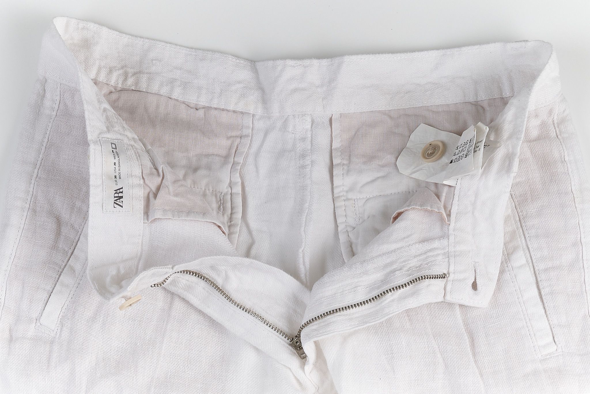Zara ZARA 100% LINEN WHITE PANTS US:29 Size US 29 - 2 Thumbnail