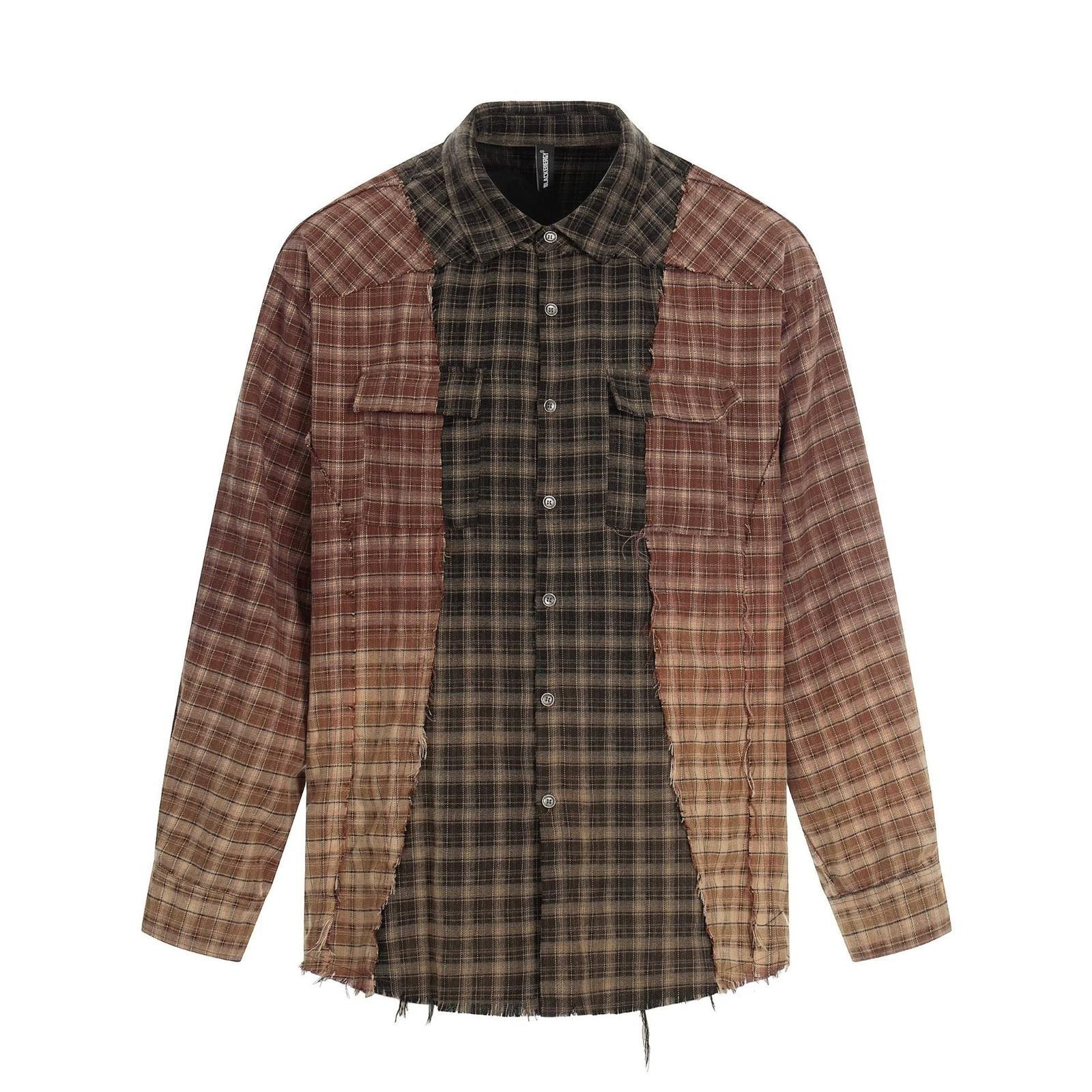 Flannel Brown Ombre Plaid Button-Up Flannel Frayed Shirt Size US M / EU 48-50 / 2 - 5 Thumbnail