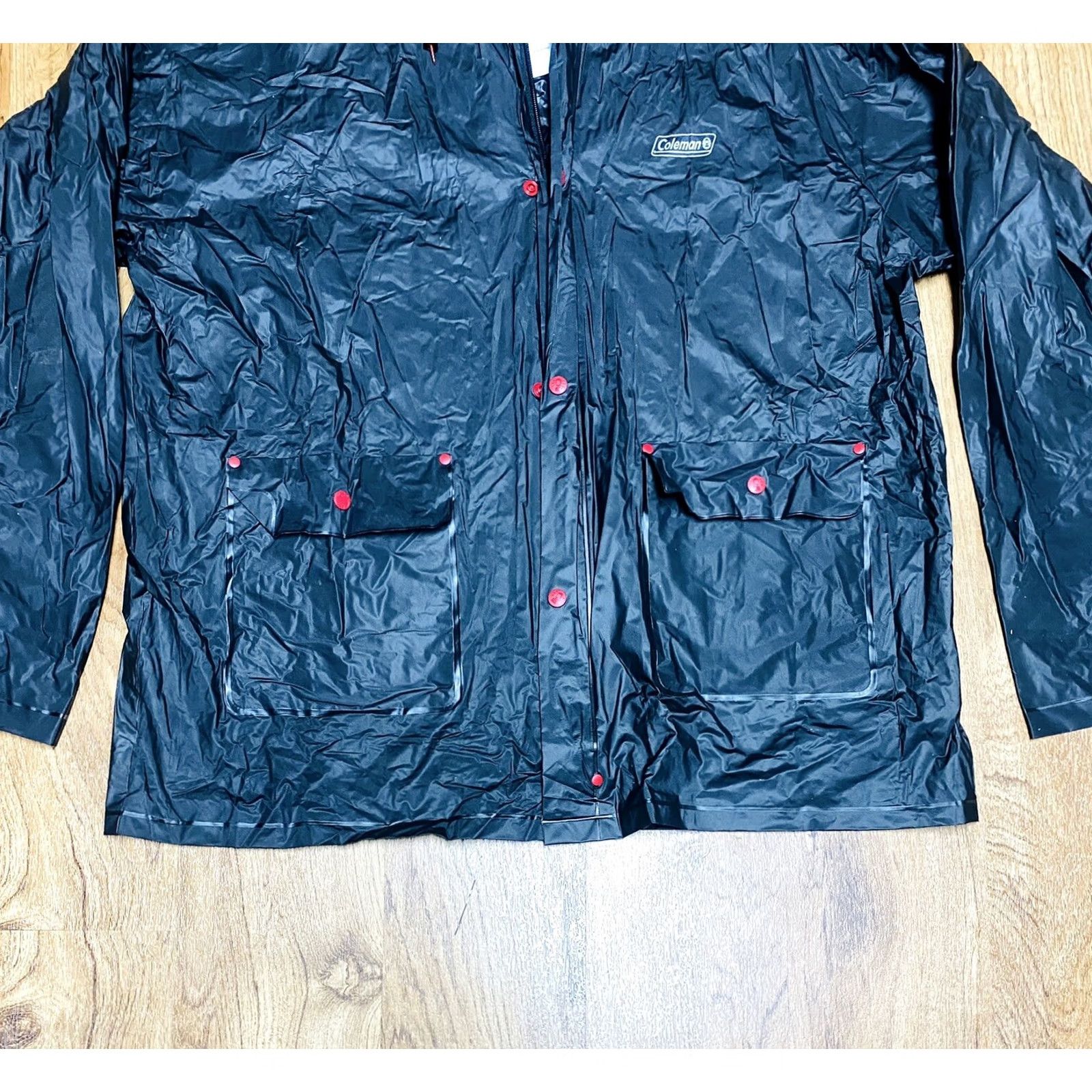 Rains Coleman Mens Hooded Rain Jacket Black L Zip Buckle Button Rain Coat Outdoor 300 Warmth Hiking Travel Workwear Regular Mid-Length Vintage No Size US L / EU 52-54 / 3 - 4 Thumbnail